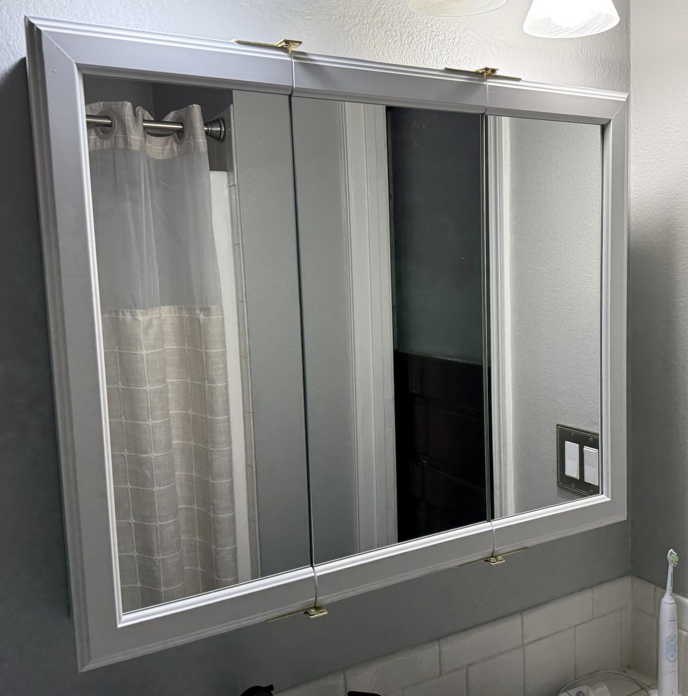 Design House Wyndham Bathroom Medicine Cabinet with Mirror, 30 Inch Wall Mount Medicine Cabinet, 3 Mirrored Doors, Bathroom Wall Cabinet with Storage, White, 30