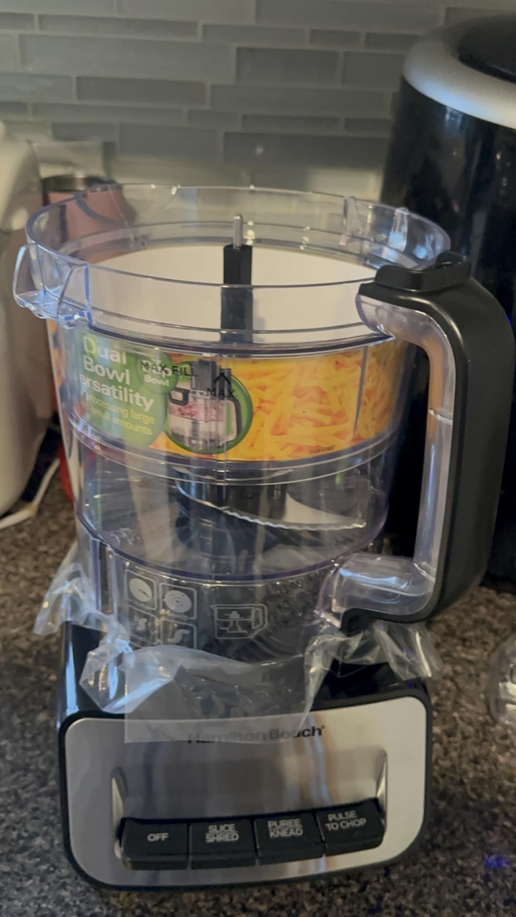 Hamilton Beach Stack & Snap 14 Cup Food Processor and Vegetable Chopper | Dishwasher Safe Stainless Steel Blades | 3-Speed 500 Watt Motor | Includes 4-Cup Mini Food Processor Bowl | Black | 70585 customer photo 1