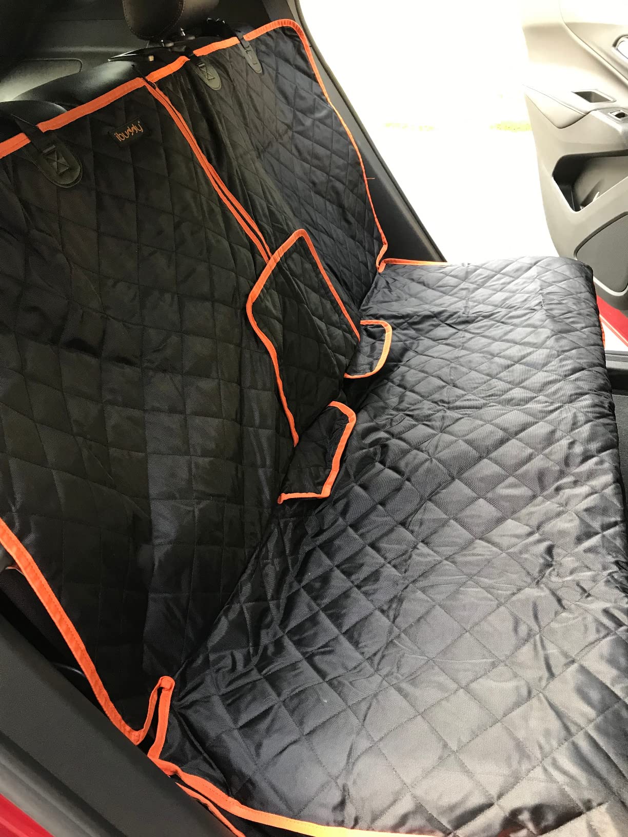 Truck Seat Cover for Dogs, 60 Inch Waterproof Nylon Oxford Back Seat Protector for Ford F150 F250 Ram 1500 Silverado GMC Sierra Tundra, No Chemical Odor, Stain Resistant, Velcro Opening customer photo 1