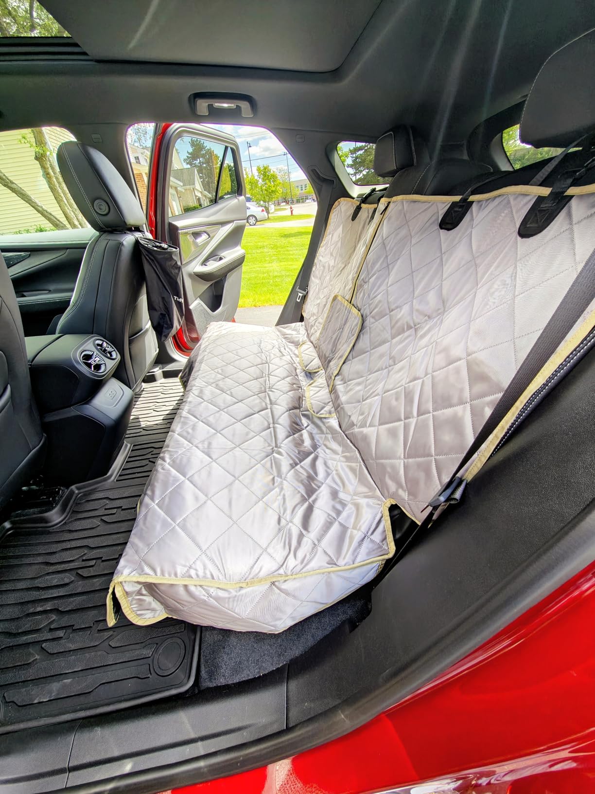 Truck Seat Cover for Dogs, 60 Inch Waterproof Nylon Oxford Back Seat Protector for Ford F150 F250 Ram 1500 Silverado GMC Sierra Tundra, No Chemical Odor, Stain Resistant, Velcro Opening customer photo 2