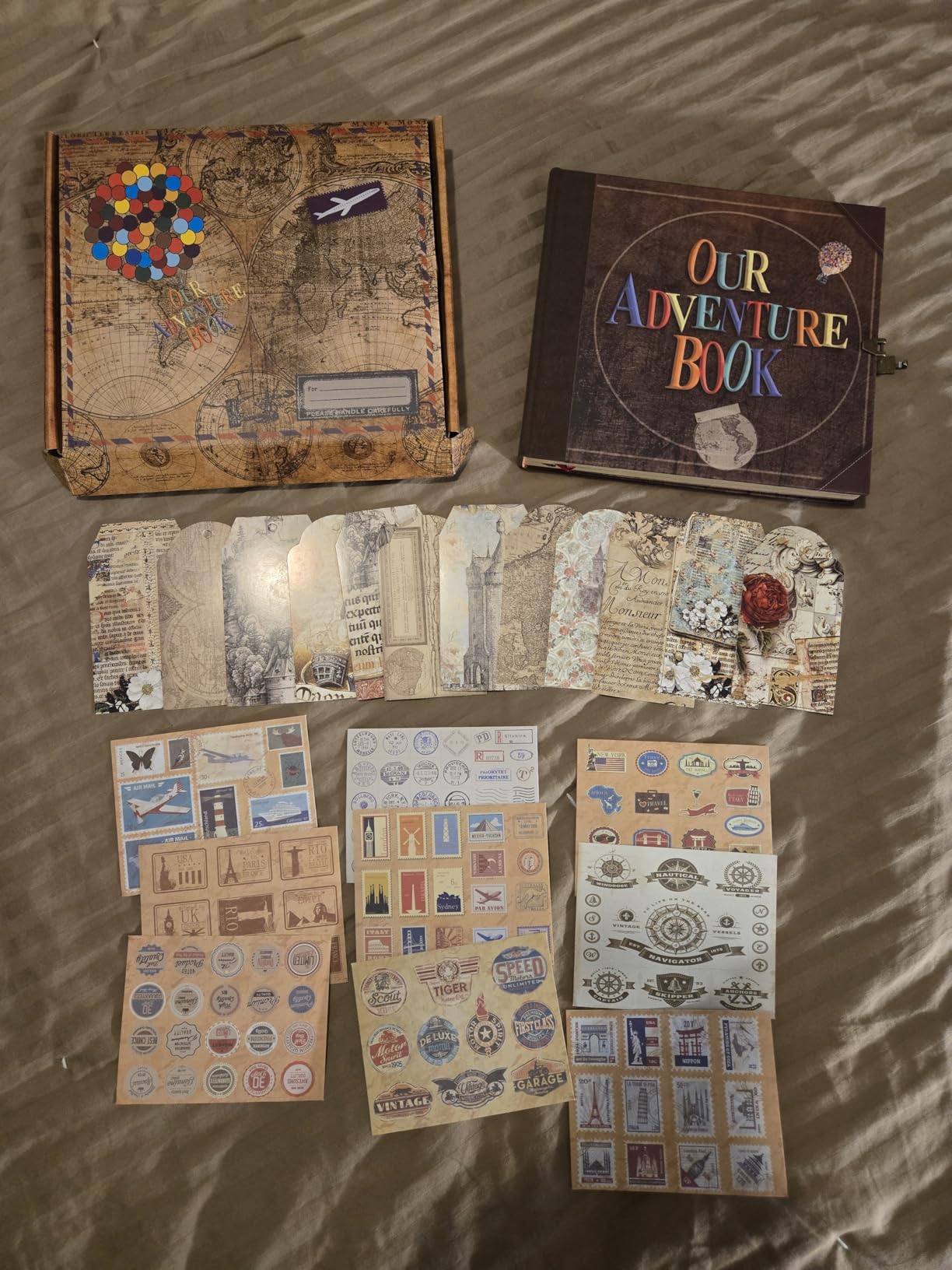 JIMBON Our Adventure Book Scrapbook Photo Album Retro Style Embossed Letter Cover Travel Diary Journal Scrap Book Kit For Couples,Memory Book For Anniversary Wedding customer photo 1