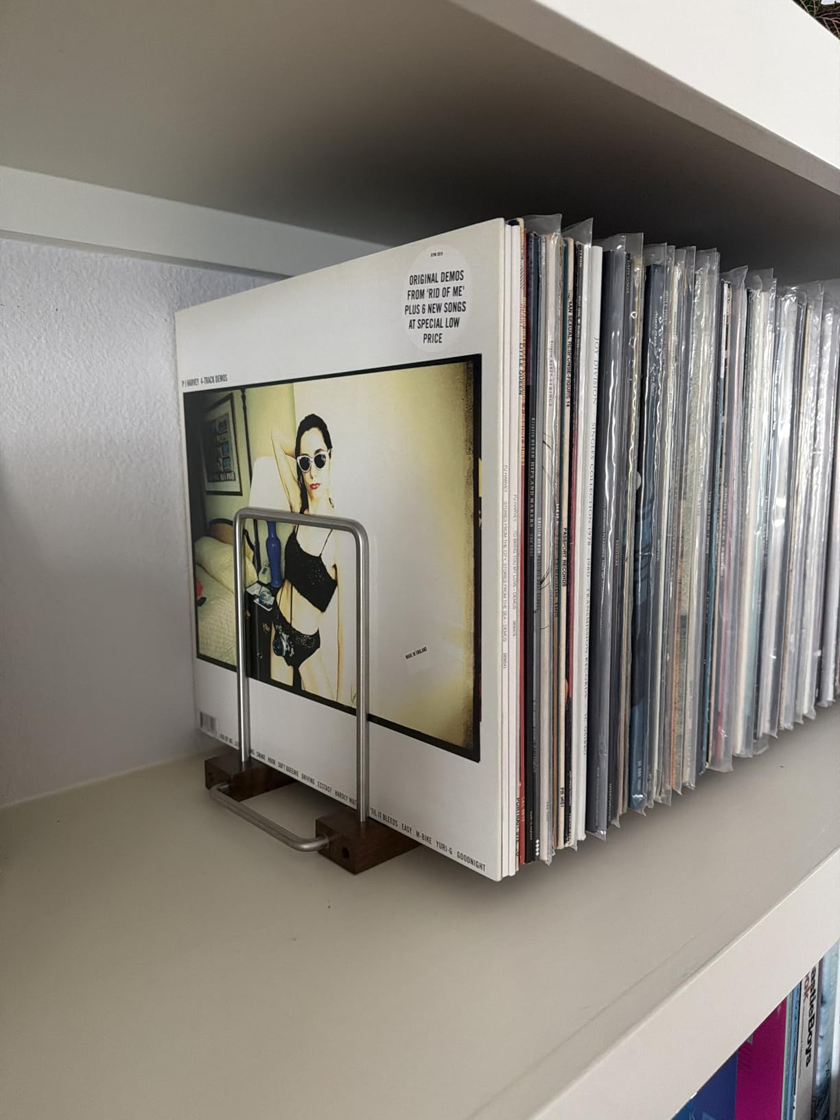 Optage Audio Extended Vinyl Record Storage, 100-150 LP, Solid Walnut Base, Holds 100-150 LPs, five 7mm precision-machined steel supports, 4 adjustable sections, 3-yr warranty customer photo 2