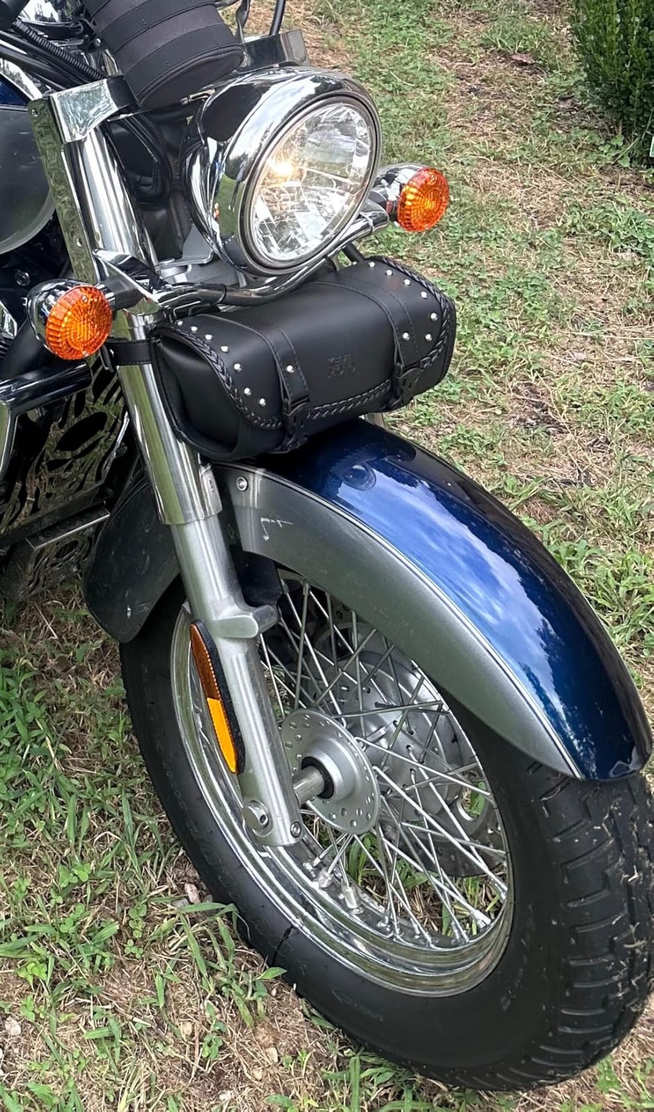 Motorcycle Tool Fork Bag PU Leather Universal | Saddlebag for Front Fork Handlebar Sissybar Storage Pouch Motorcycle Roll Bag (Black Classic Buckle) customer photo 2