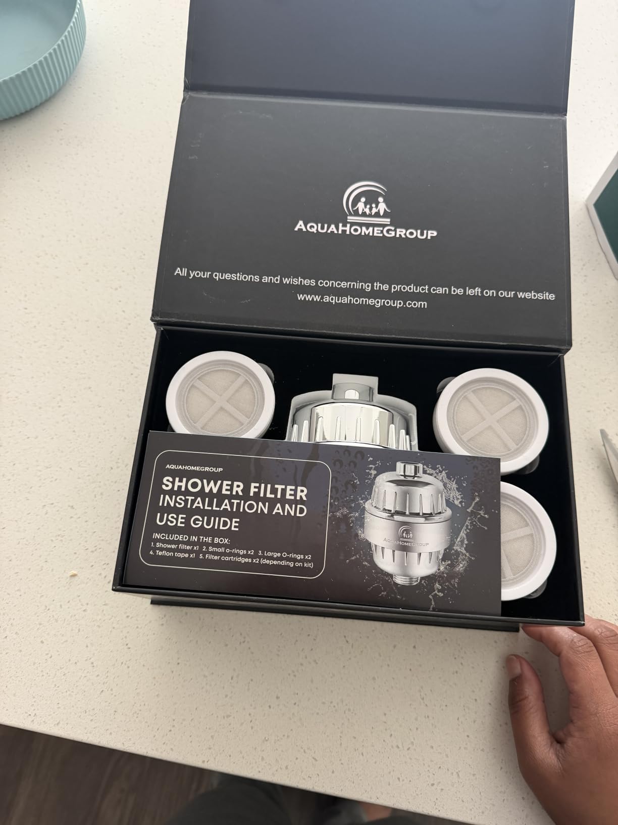 AquaHomeGroup Shower Head Filter — 20-Stage + 5 Replacement Cartridges — Reduces Chlorine and Other Chemicals — Vitamin C, E & A Shower Filter for Healthier Skin & Hair customer photo 1