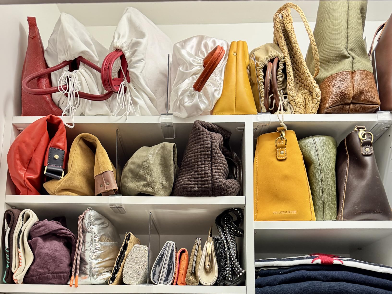 HBlife 6 Pack Closet Organizers and Storage, Clear Shelf Dividers, Vertical Purse Organizer for Closet Perfect for Sweater, Shirts, Handbags in Bedroom and Kitchen, Acrylic Bookshelf for Organization customer photo 1
