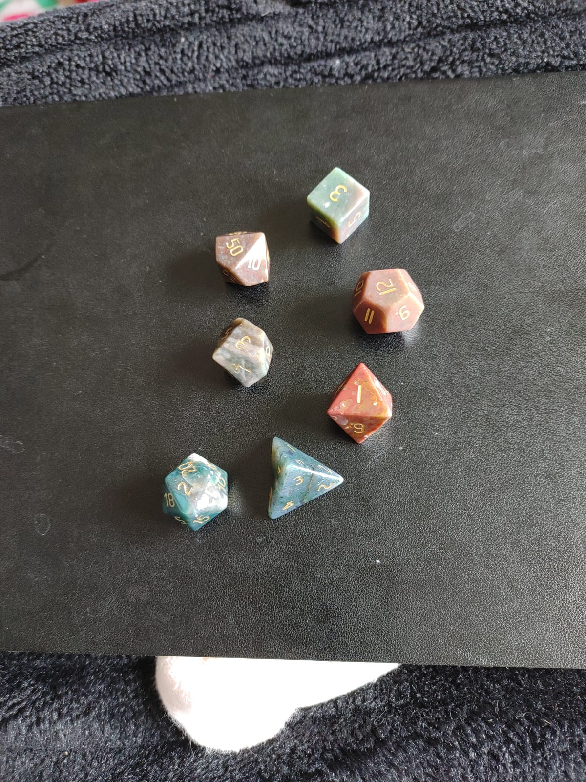 mookaitedecor 7 PCS Indian Agate Stone DND Dice Set for RPG MTG Table Games | Crystal DND Dice, Role Playing Dice, Dungeons and Dragons, Polished Tumbled Stones, Home Decoration customer photo 1