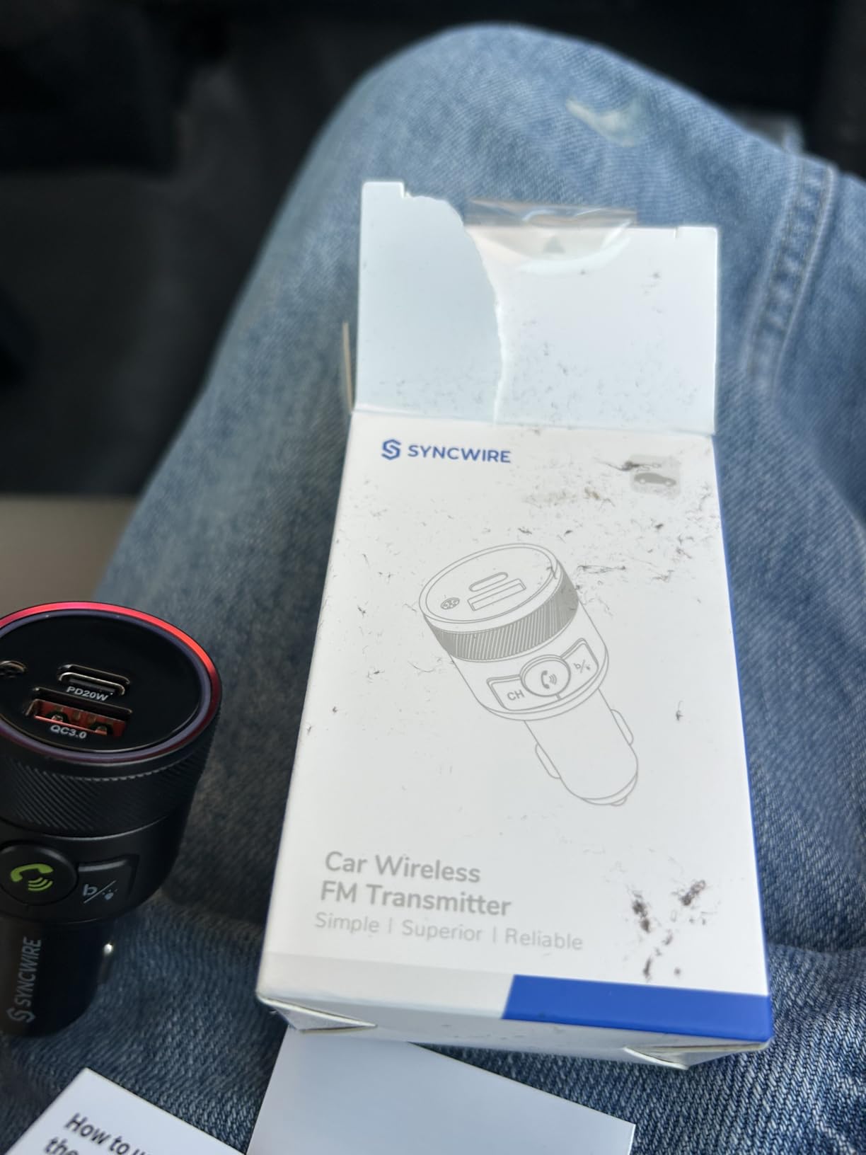 Syncwire Bluetooth 5.4 Car Adapter 38W FM Transmitter Hands Free Calls | QC3.0 dual USB fast charging. Built-in mic for clear hands-free calling. Deep bass sound and MP3 music player kit. customer photo 2