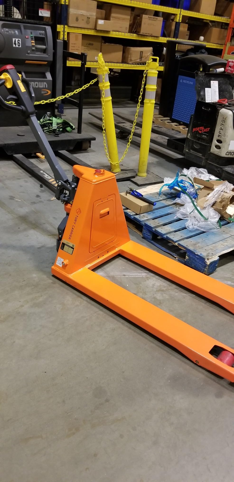 Tory Carrier Full Electric Pallet Jack, 3300lbs Capacity, 48 X 27 Forks | Motorized Pallet Lift Truck, Lithium Battery Powered Truck for Indoor Storage & Material Handling Orange-CBD15 customer photo 1