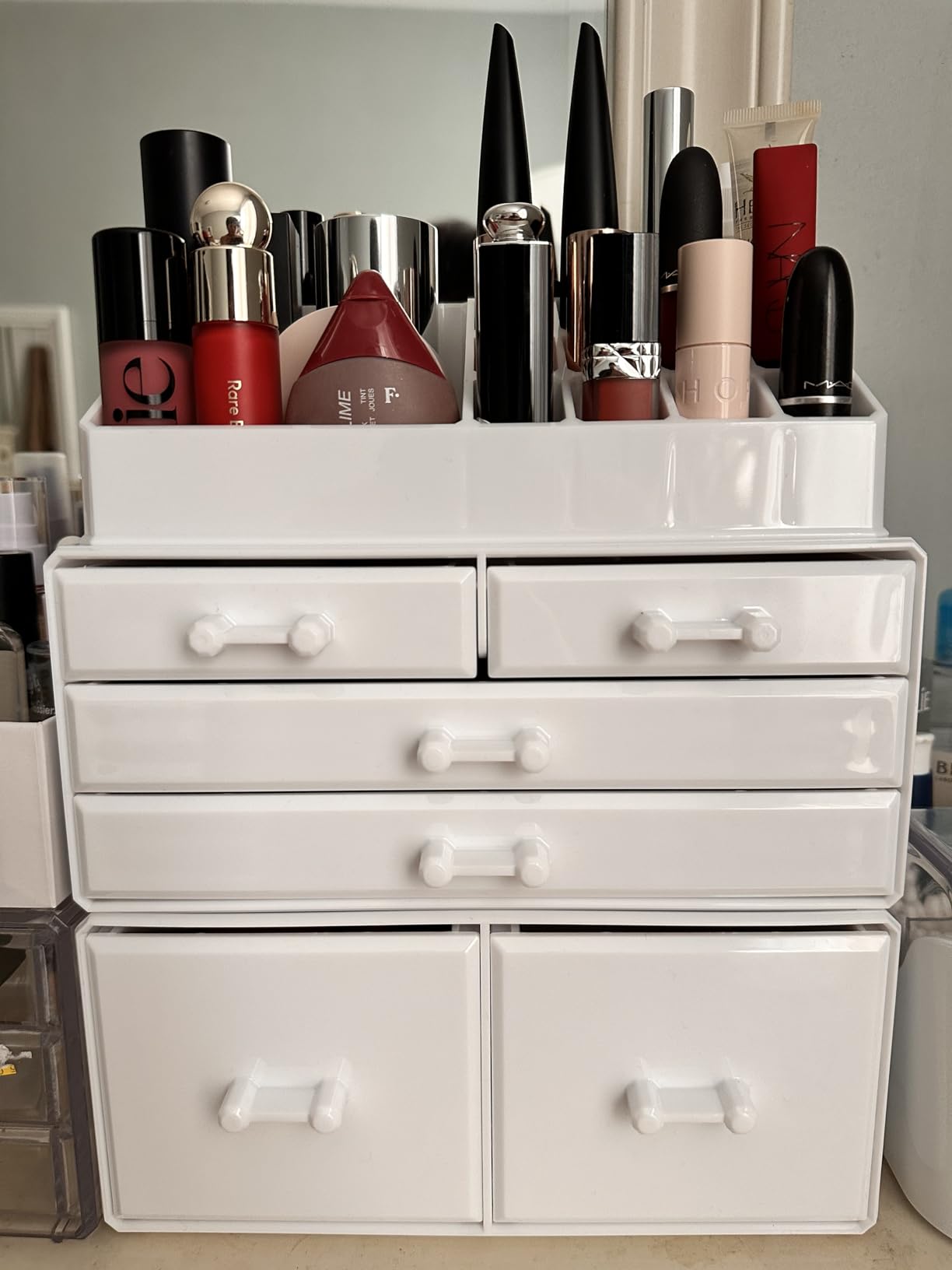 READAEER Makeup Organizer 3 Pieces Cosmetic Storage Case with 6 Drawers (Black) customer photo 1