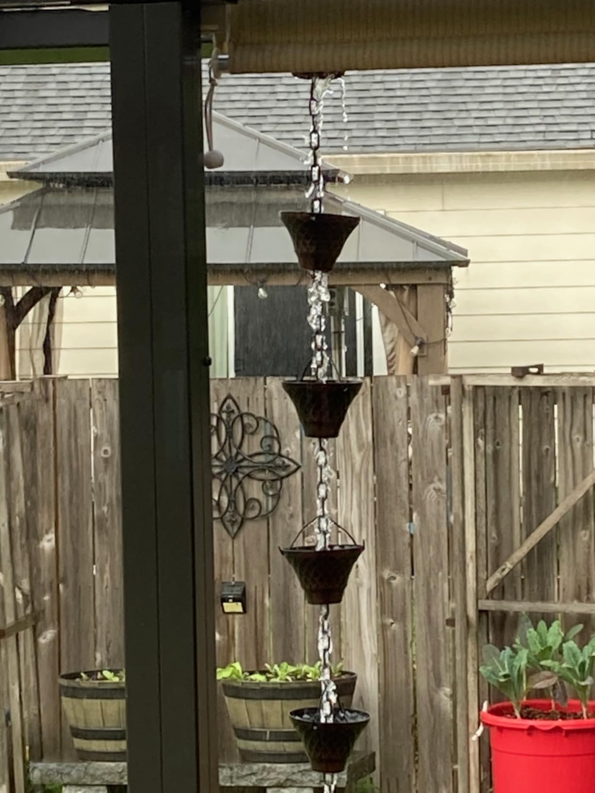 Rain Chains for Gutters Outside Copper Rain Chain 8.5FT 12 Cups | Rain Catcher Chain for Heavy Rain, Rust Resistant, Decorative Downspout Alternative customer photo 2