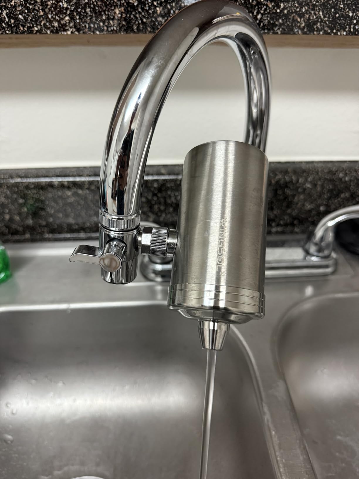 WINGSOL Stainless Steel Water Filter for Sink Faucet, NSF/ANSI 42&53, 360° Rotating Tap Purifier, Reduce Heavy Metals 99.6% Lead, Improve Taste, 250 Gallons Mineral pH+ Water, Reinforced Housing customer photo 2