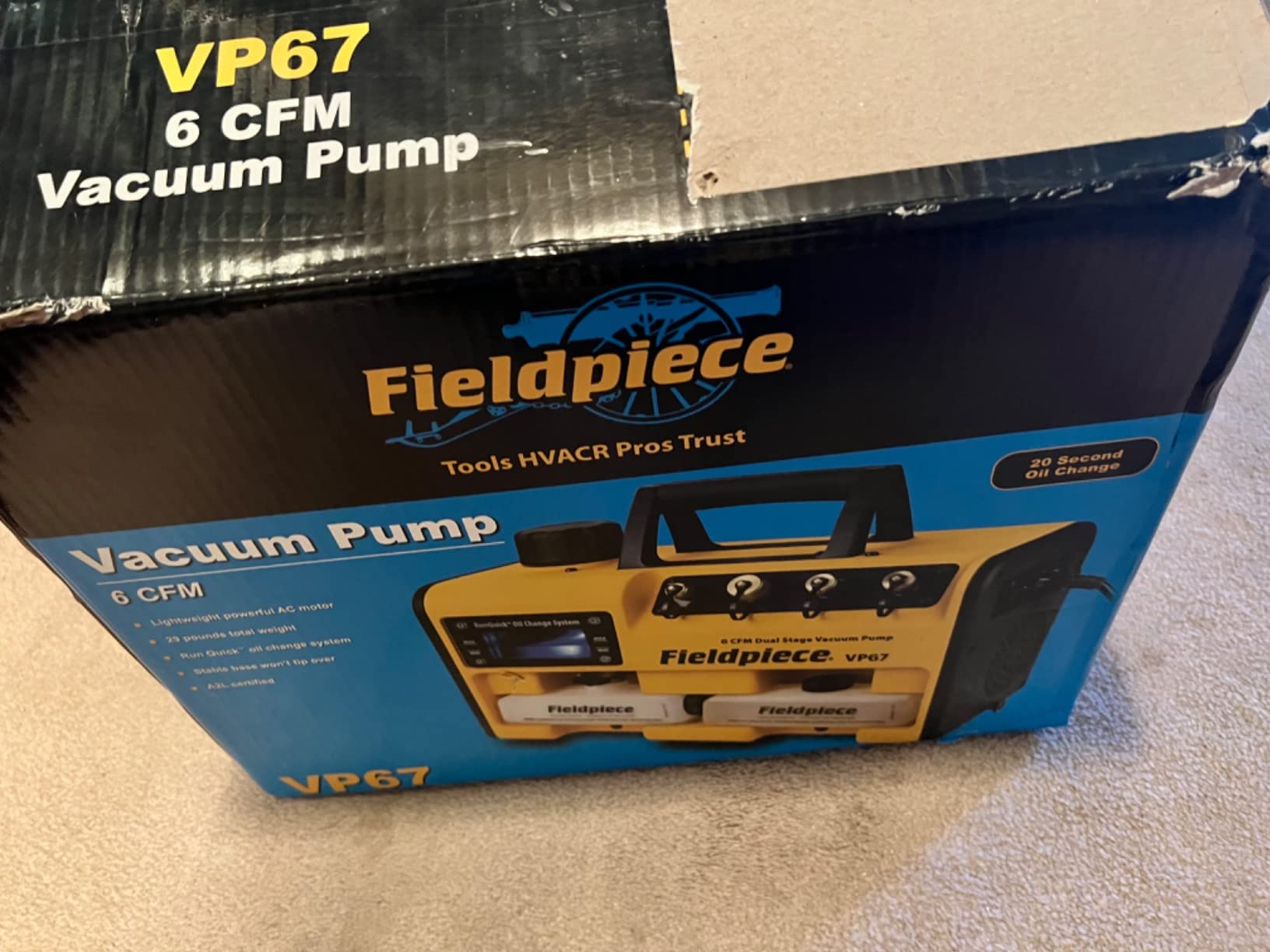 Fieldpiece VP67 Vacuum Pump - 6 CFM, 1/2 HP DC Motor, RunQuick Oil Change System - Portable - Professional HVAC Tool - A2L Compatible customer photo 2