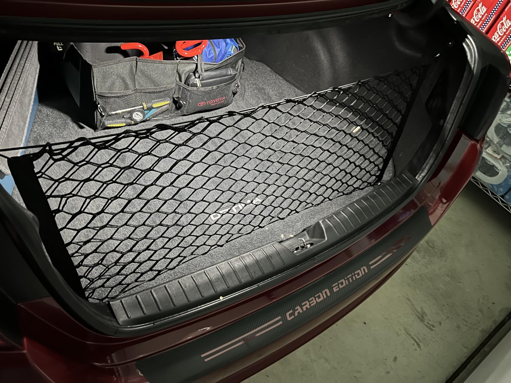 Amiss Cargo Net Stretchable, Car Exterior Accessories, Adjustable Elastic Trunk Storage Net with Hook for SUVs, Cars and Trucks (35.4x15.8 Inch) customer photo 2