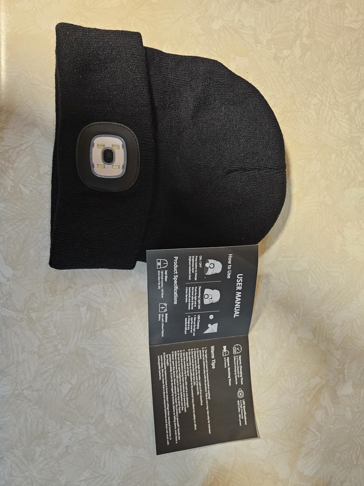 MELASA Unisex Beanie with The Light Hands Free Winter Beanie Gifts for Men | USB Rechargeable Warm Hat with Light, Soft LED Beanie for Walking the Dog Working Outdoors in Dark, Gifts for Men Dad Father customer photo 2