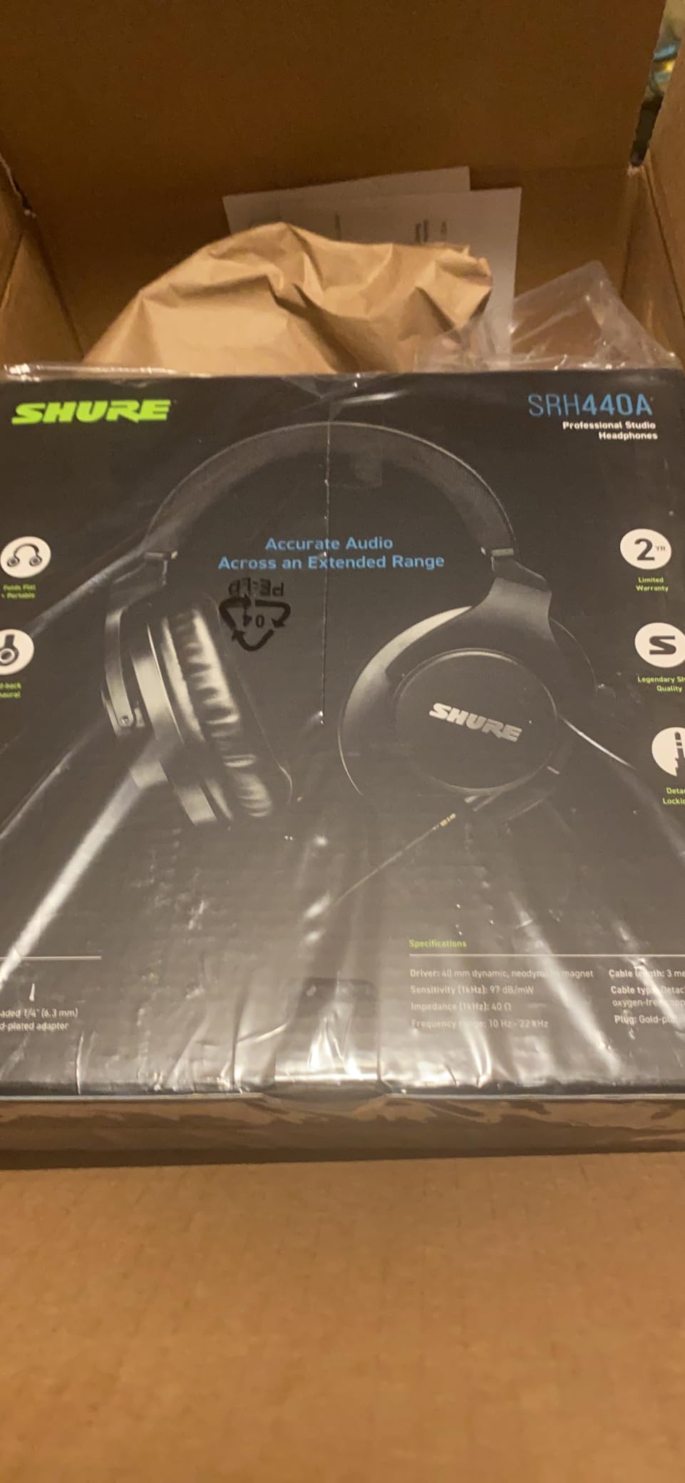 Shure SRH440A Over-Ear Wired Studio Headphones for Recording | Studio-grade closed-back for monitoring customer photo 1