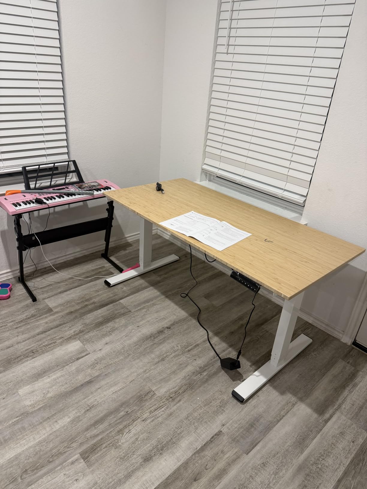 FlexiSpot E6 Bamboo 3-Stage Dual Motor Electric Standing Desk 55 x 28 Sit Stand Up Desk, Holds 220 lbs, Adjustable Height w/ Memory Presets, Solid Bamboo Desktop & White Frame, Ships in 2 Boxes customer photo 2