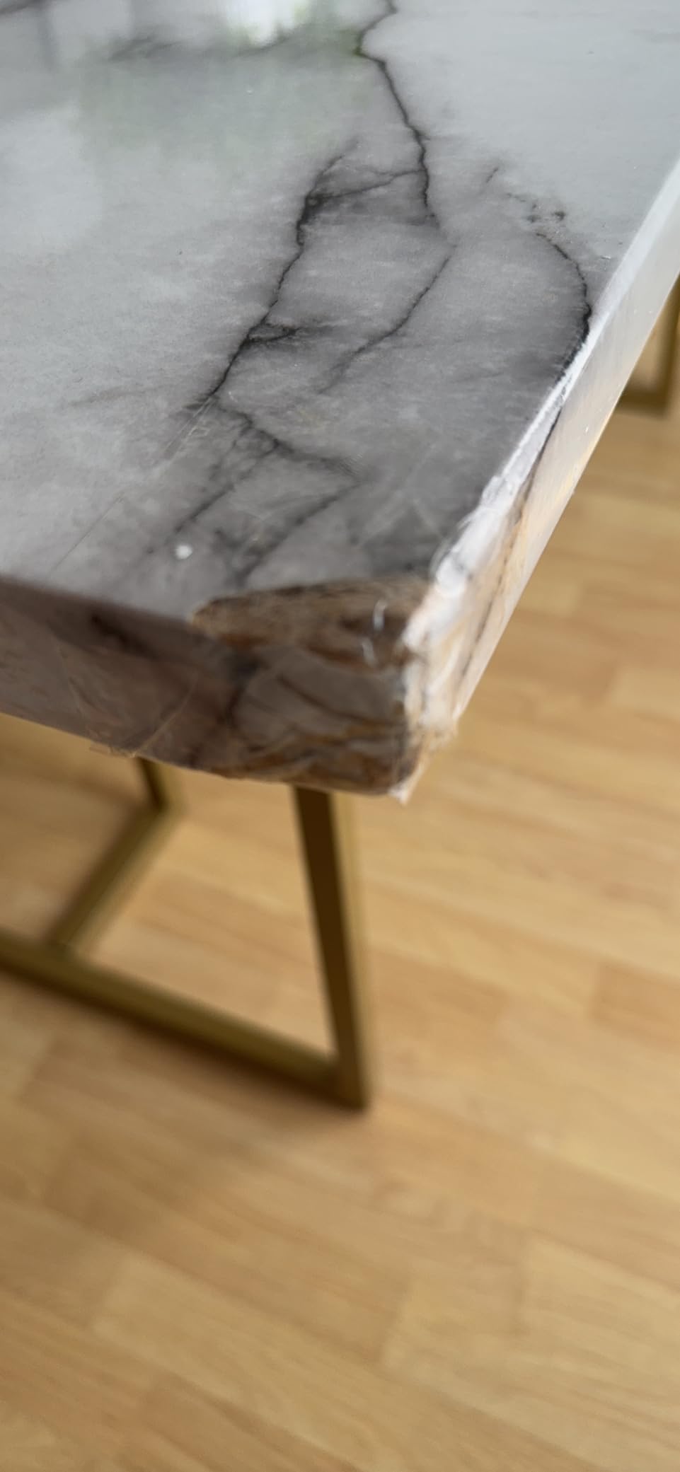 CosmoLiving Astor Dining Table, White Marble Top with Gold Legs customer photo 2