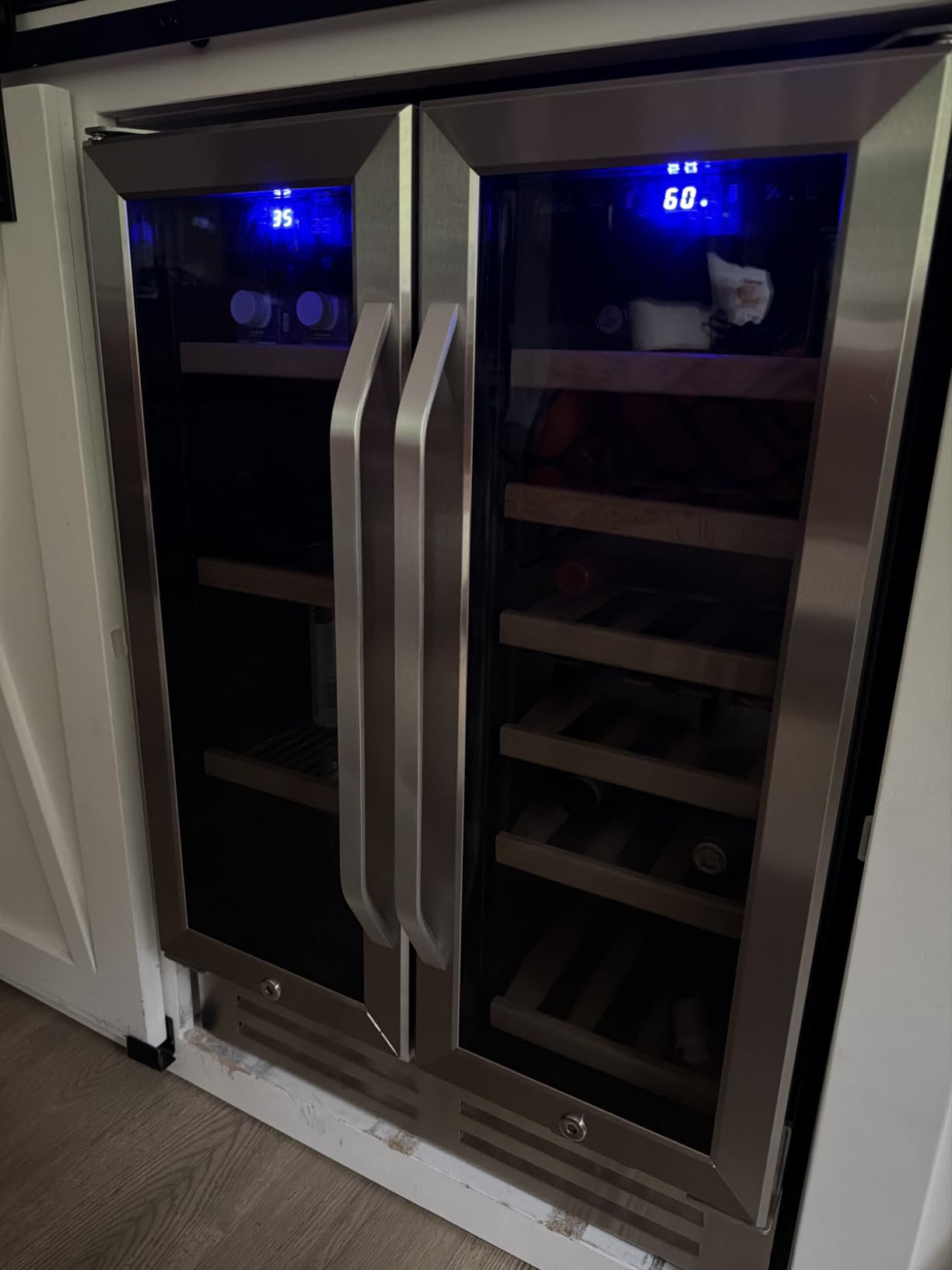 Wine and Beverage Refrigerator, 24 Inch Dual Zone Fridge with Glass Door, Built-In Cooler with Powerful and Quiet Cool System/18 Bottles and 88 Cans Capacity customer photo 1
