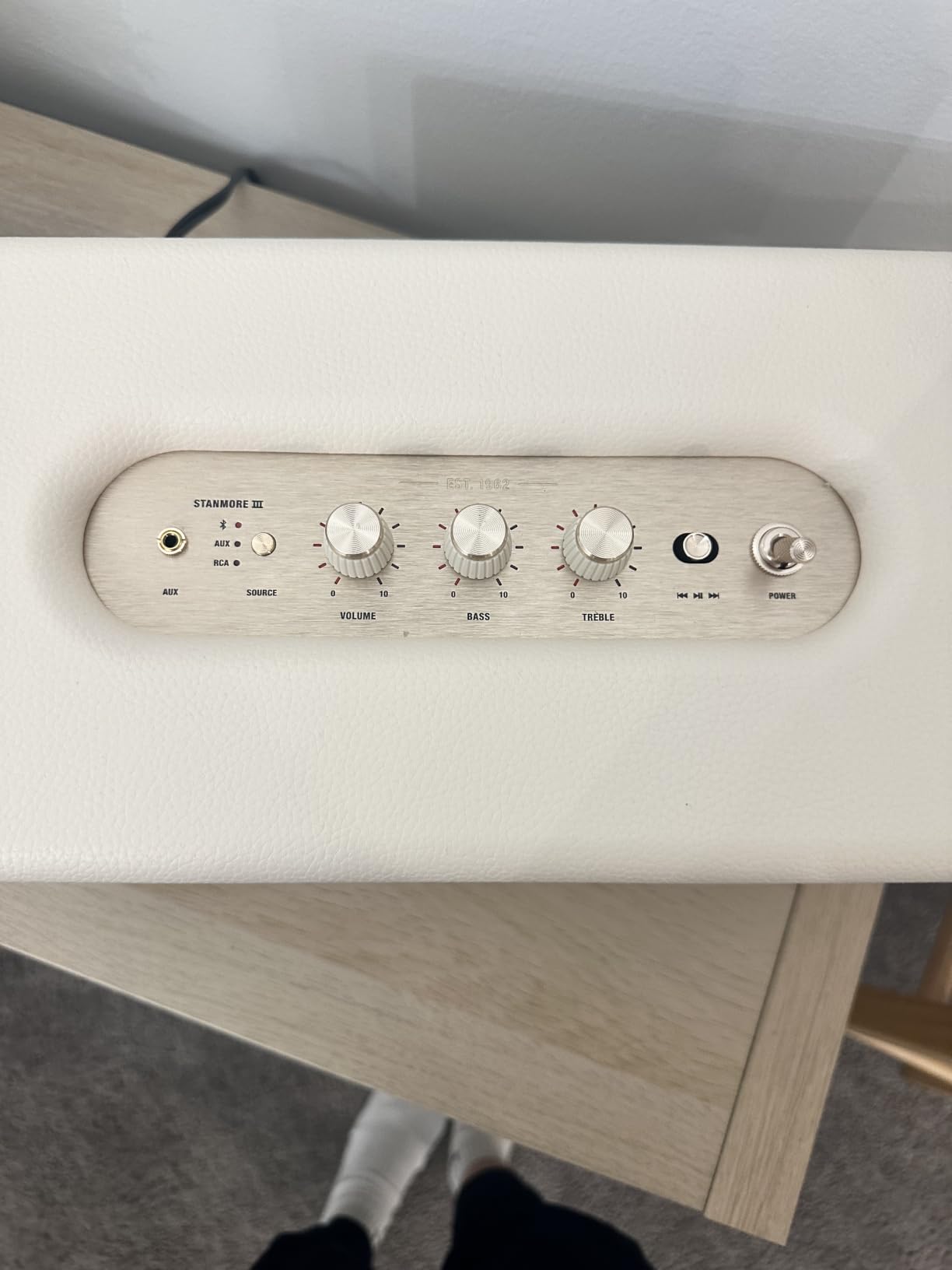 Marshall Stanmore III Bluetooth Home Speaker - Loud Stereo Sound with Bass and Treble Controls | Plug-in Powered | Record Player Compatible | RCA and 3.5mm Aux Inputs - Cream customer photo 2