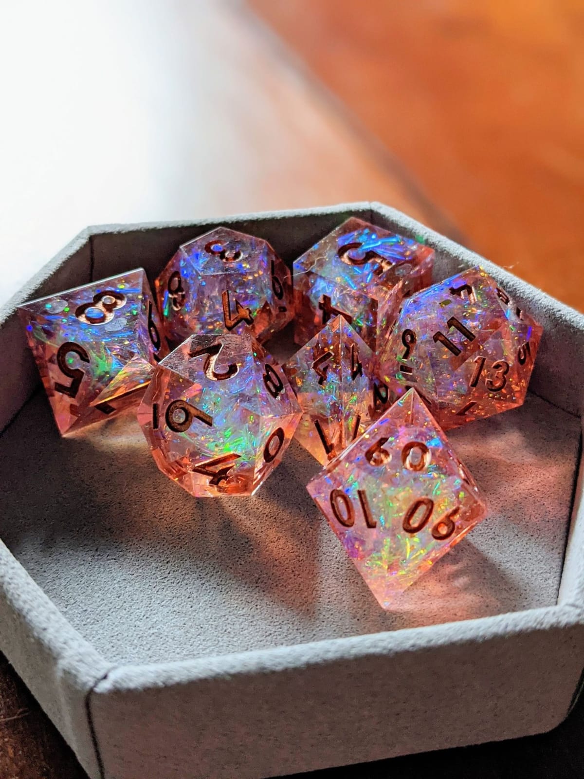 Mini Planet DND with Sharp Edges Inclusions Dungeons and Dragons Handmade Gemstone Polyhedral Handcrafted Dice Set customer photo 1