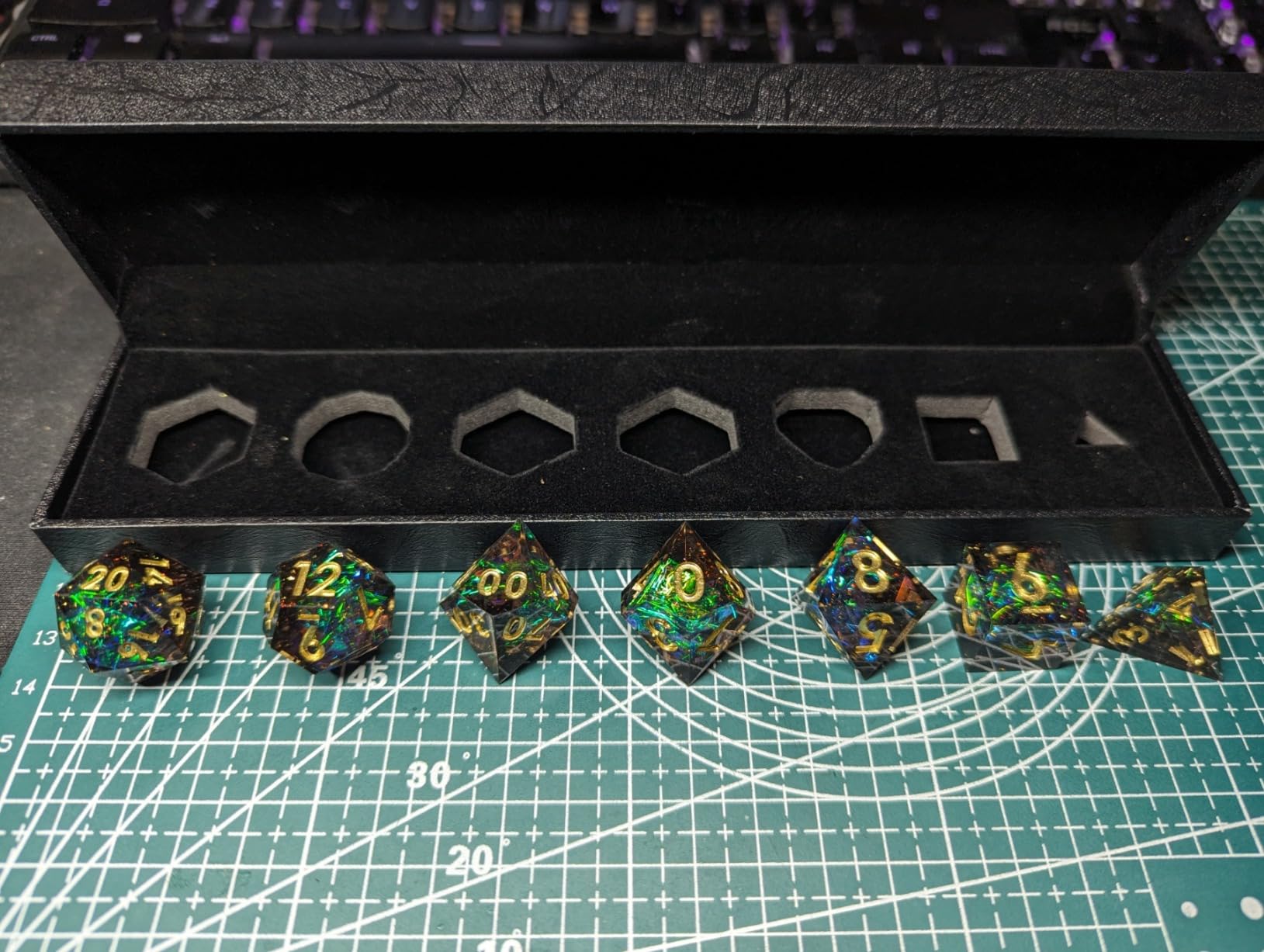 Mini Planet DND with Sharp Edges Inclusions Dungeons and Dragons Handmade Gemstone Polyhedral Handcrafted Dice Set customer photo 2