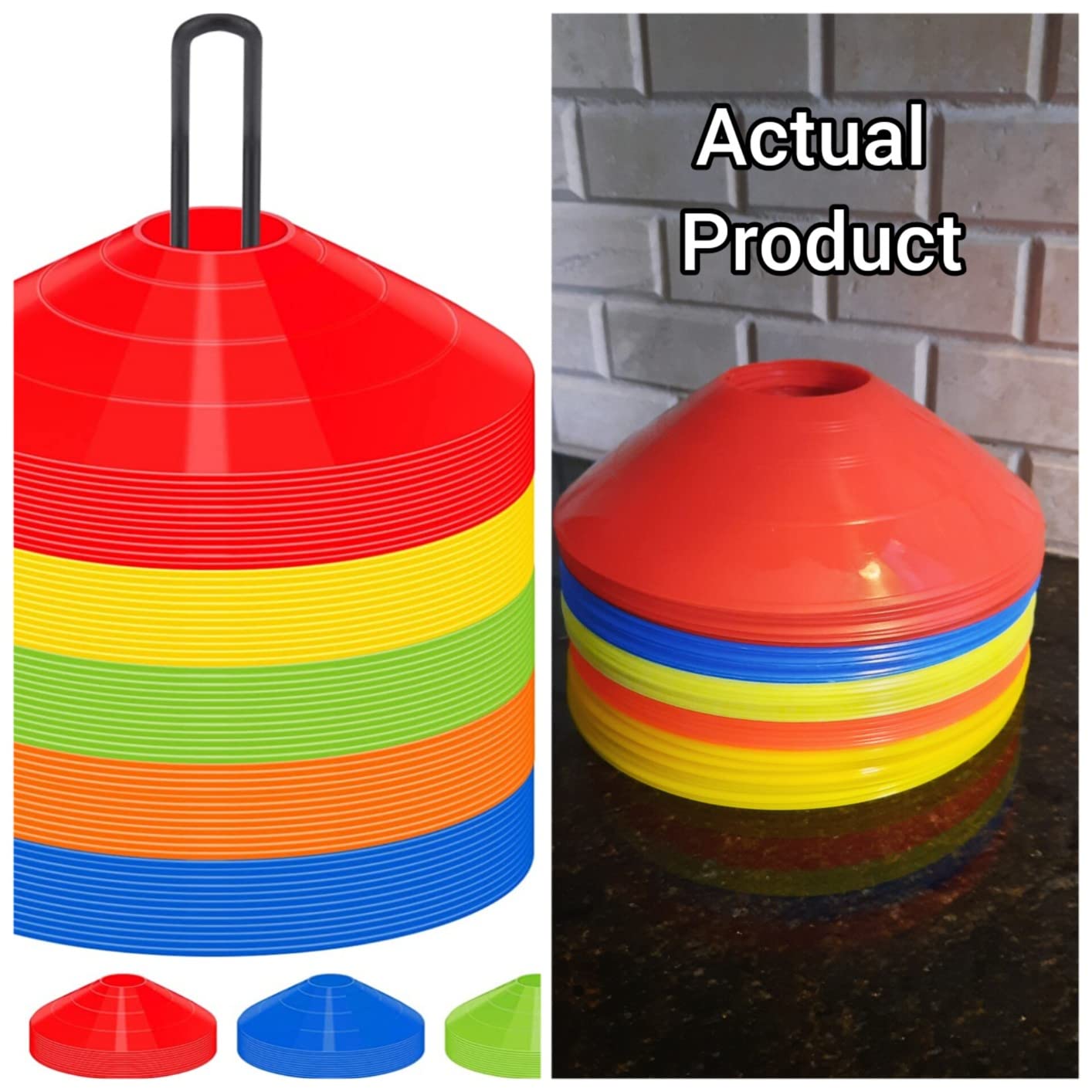 60/120 Pack Agile Soccer Cones with Portable Bags & Brackets, Sports Cones,cones for sports training,soccer cones for training,soccer training equipment,Agile Soccer Cones Used for Football Training customer photo 1