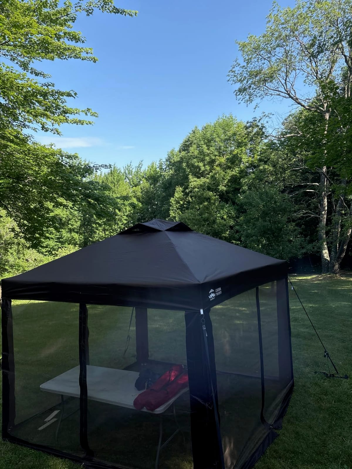 CROWN SHADES Gazebo 10x10 Pop Up Canopy with Mosquito Netting, Beige customer photo 2
