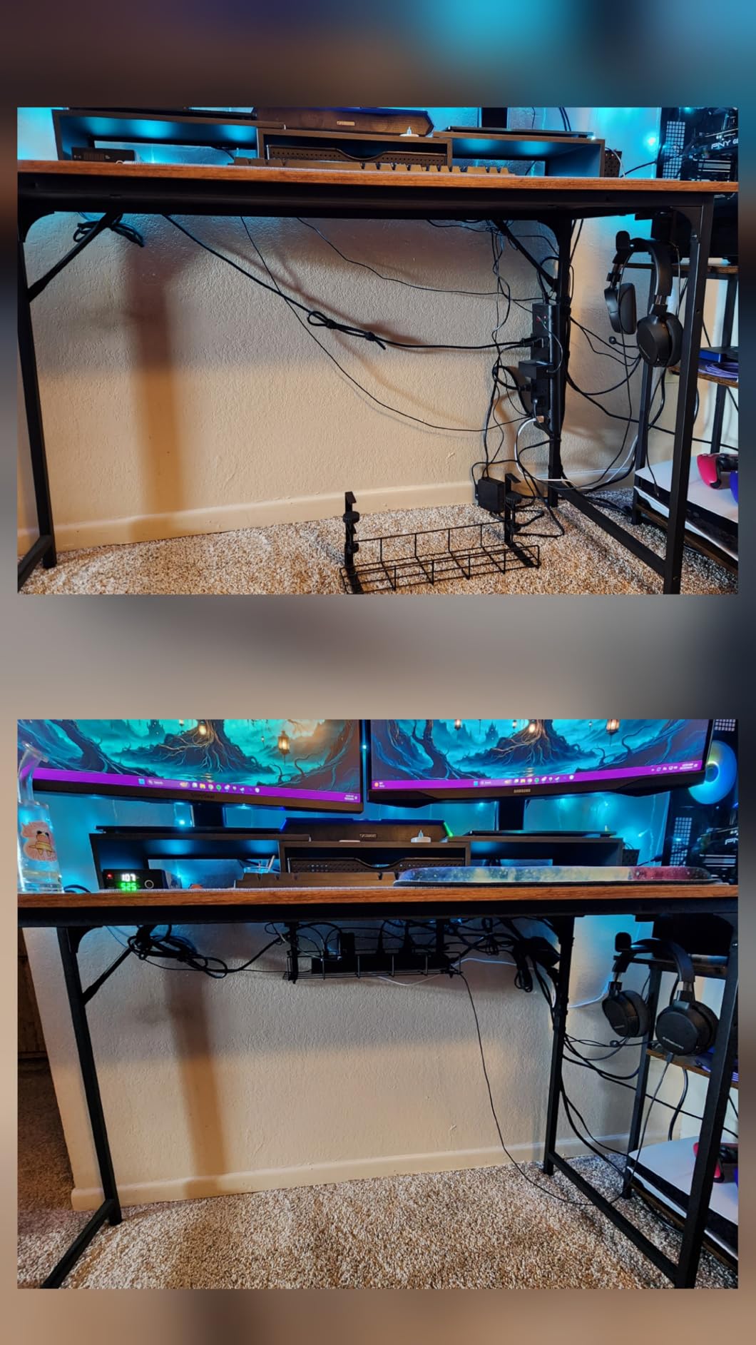 Under Desk Cable Management Tray No Drill Steel Tray Black | No drill steel under desk cable tray 15.7