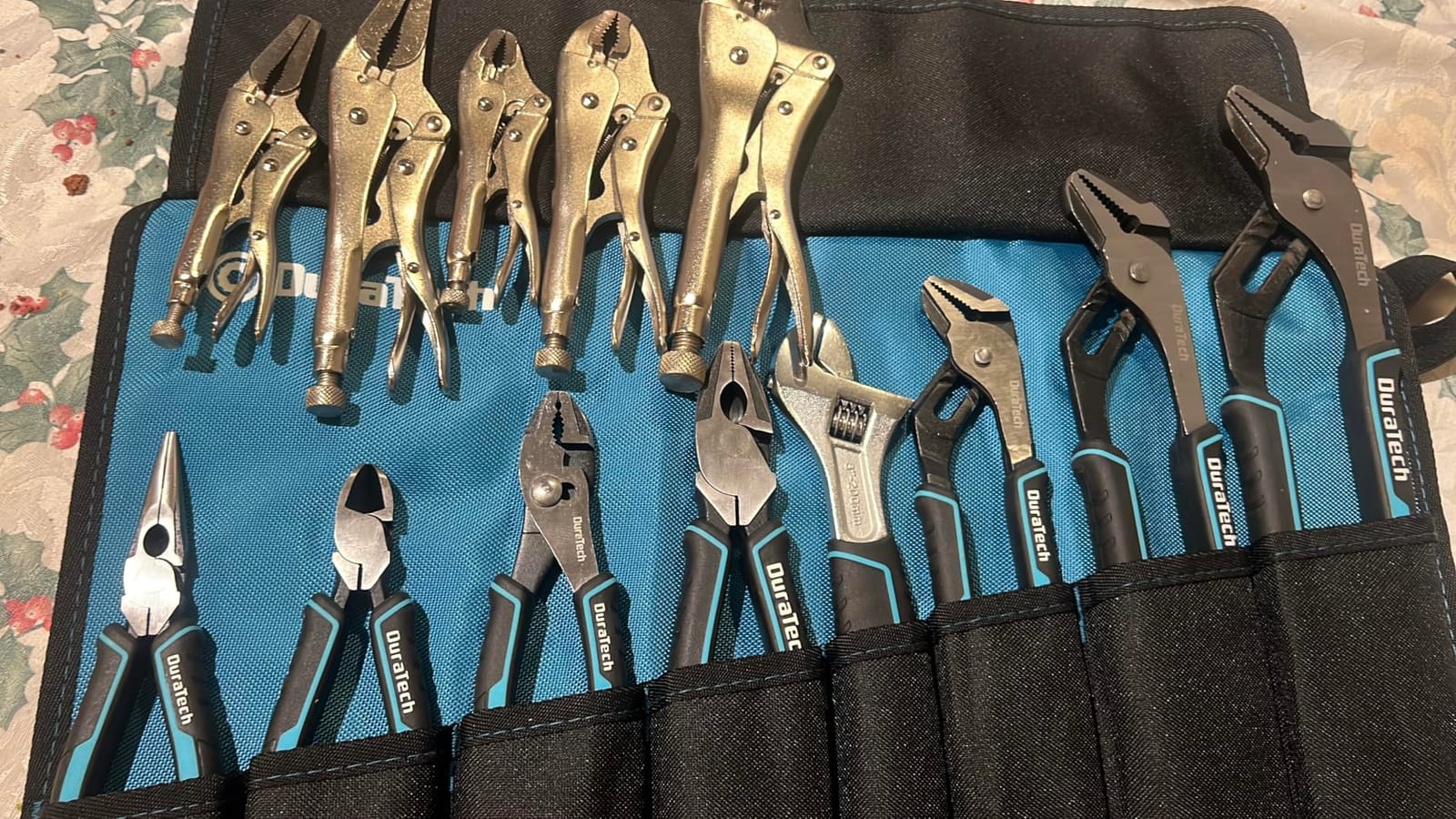 DURATECH 8-Piece Pliers Set with Rolling Pouch, Cr-V/Cr-Ni Construction | 3 Groove Joint Pliers (12