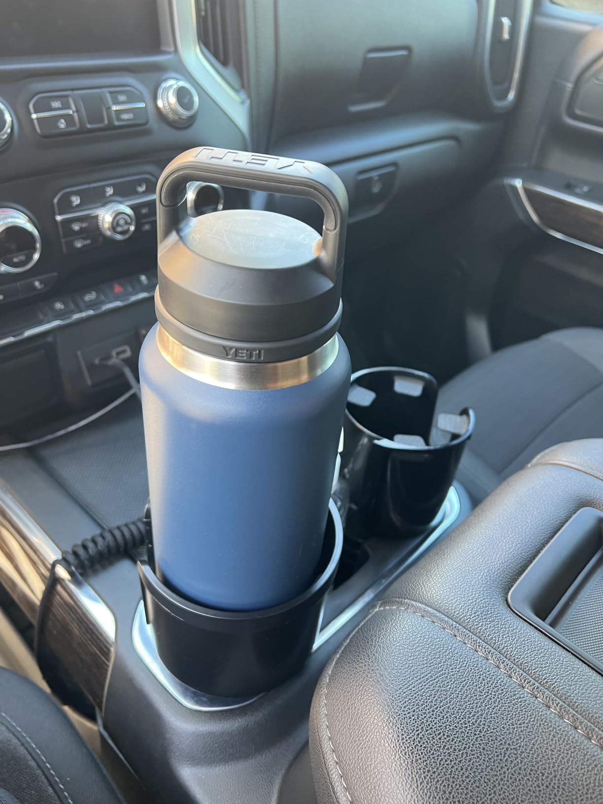 SEVEN SPARTA Car Cup Holder Expander for 32-46oz Large Bottles & Tumblers | Larger Version Fits Yeti 46oz, Hydro Flask & Nalgene, Upgraded Adjustable Offset Base, Fits 3.5