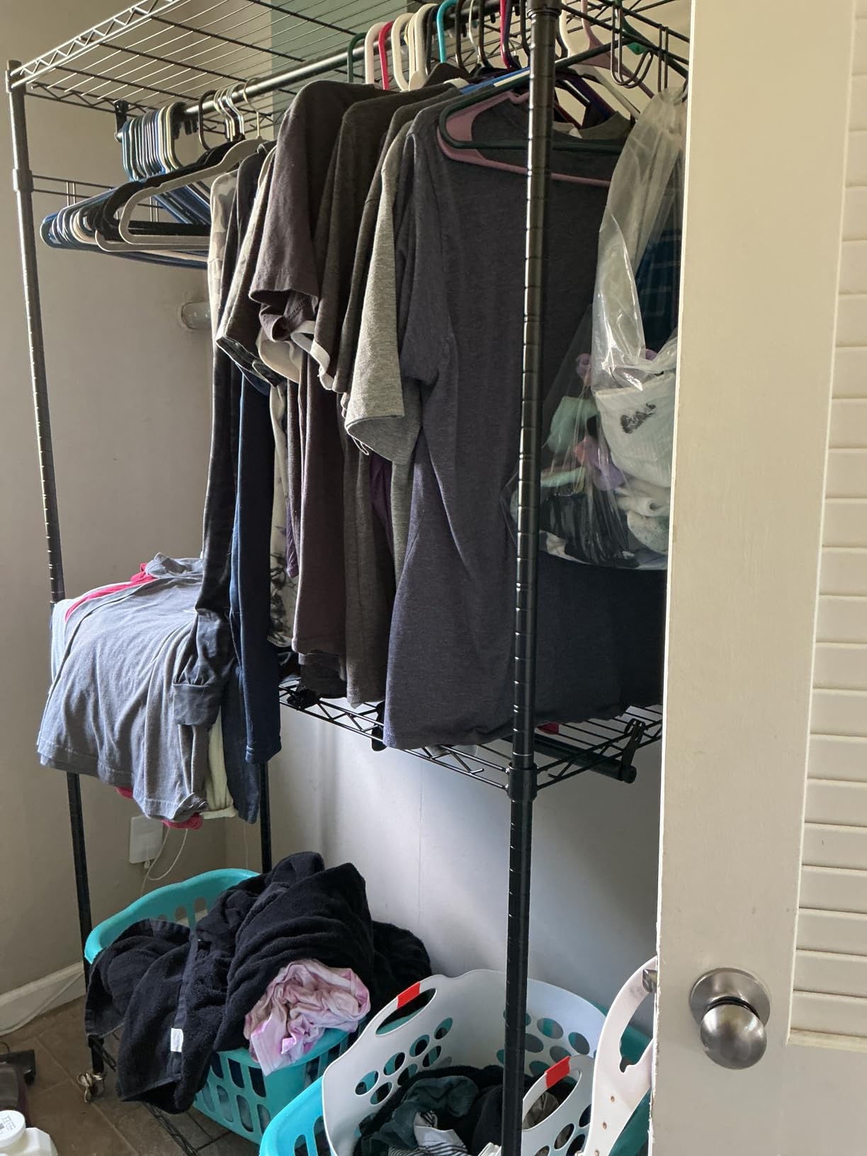 VIPEK R2 Plus Clothes Rack Heavy Duty Rolling Closet for Hanging Clothes | Lockable Silent Wheels, Double Hanging Rods, Adjustable Wire Shelving, Metal Side Hooks, Load 650lbs, for Bedroom/Home, Black customer photo 1