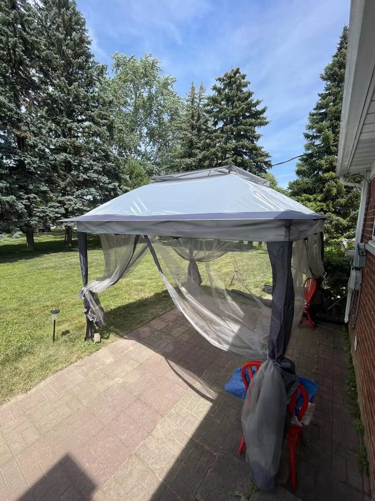 MASTERCANOPY 11x11 ft Pop Up Gazebo with Netting Screen Walls, Brown customer photo 2