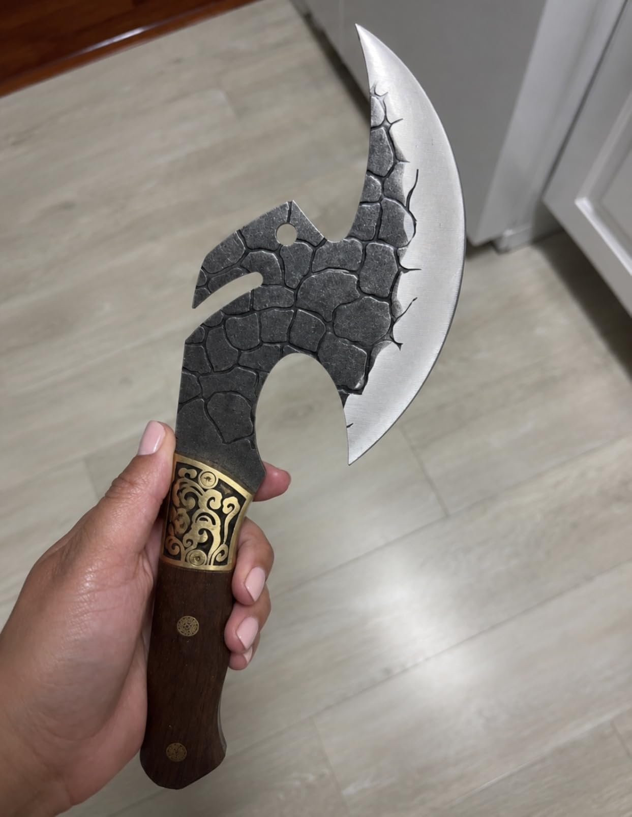 ROCOCO Viking Cleaver Knife Birthday - Kitchen Axe & Sheath Father Gift Men | Hand Forged High Carbon Steel Butcher Meat Cutting Boning Knife for Home Outdoor BBQ Camping Chirstmas Mother customer photo 2