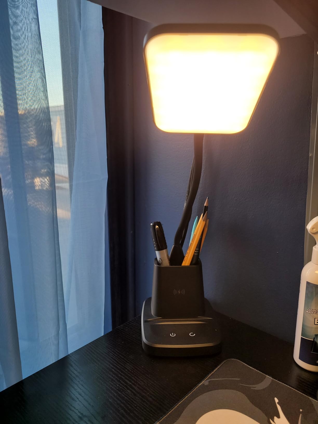 LED Desk Lamp with 10W Wireless Charging & Pen Holder, Black | CRI 95, 800LM, Stepless Dimming, 3 Modes, 360 Flexible Arm, Touch, Study Table Lamp for Home Office, Dorm Room, with Adapter customer photo 1