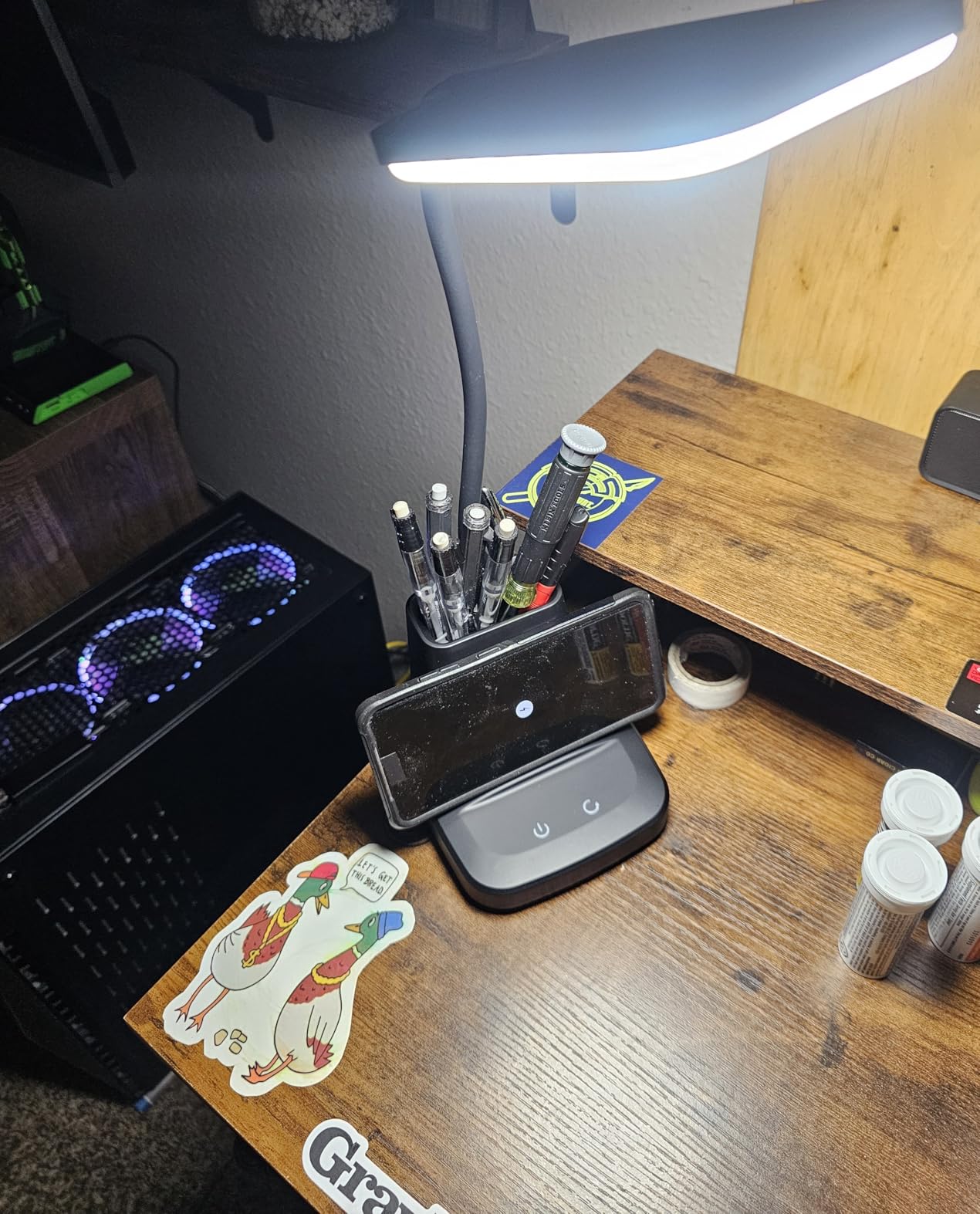 LED Desk Lamp with 10W Wireless Charging & Pen Holder, Black | CRI 95, 800LM, Stepless Dimming, 3 Modes, 360 Flexible Arm, Touch, Study Table Lamp for Home Office, Dorm Room, with Adapter customer photo 2