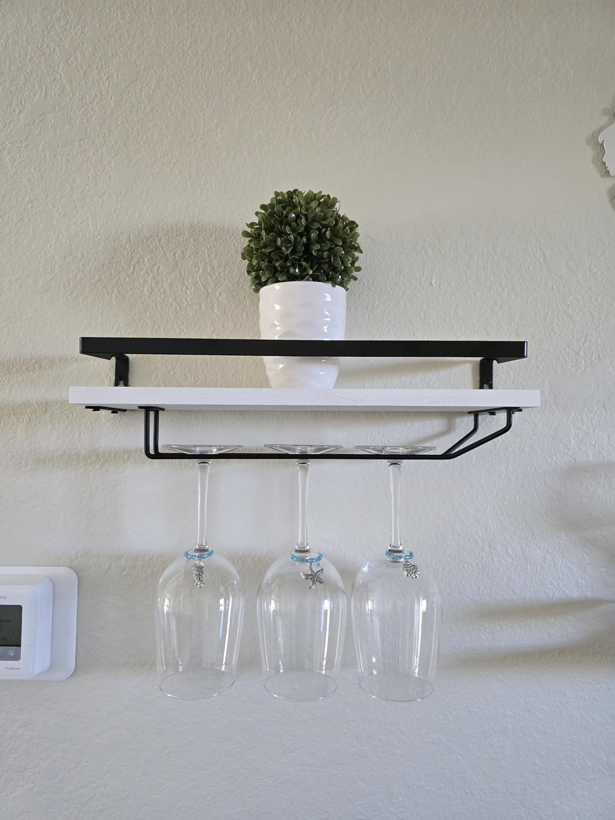 14-Inch Black Wine Glass Rack, Under Cabinet Wine Glass Holder, Stemware Rack, Hanging Stemware Holder, Set of 2 customer photo 2