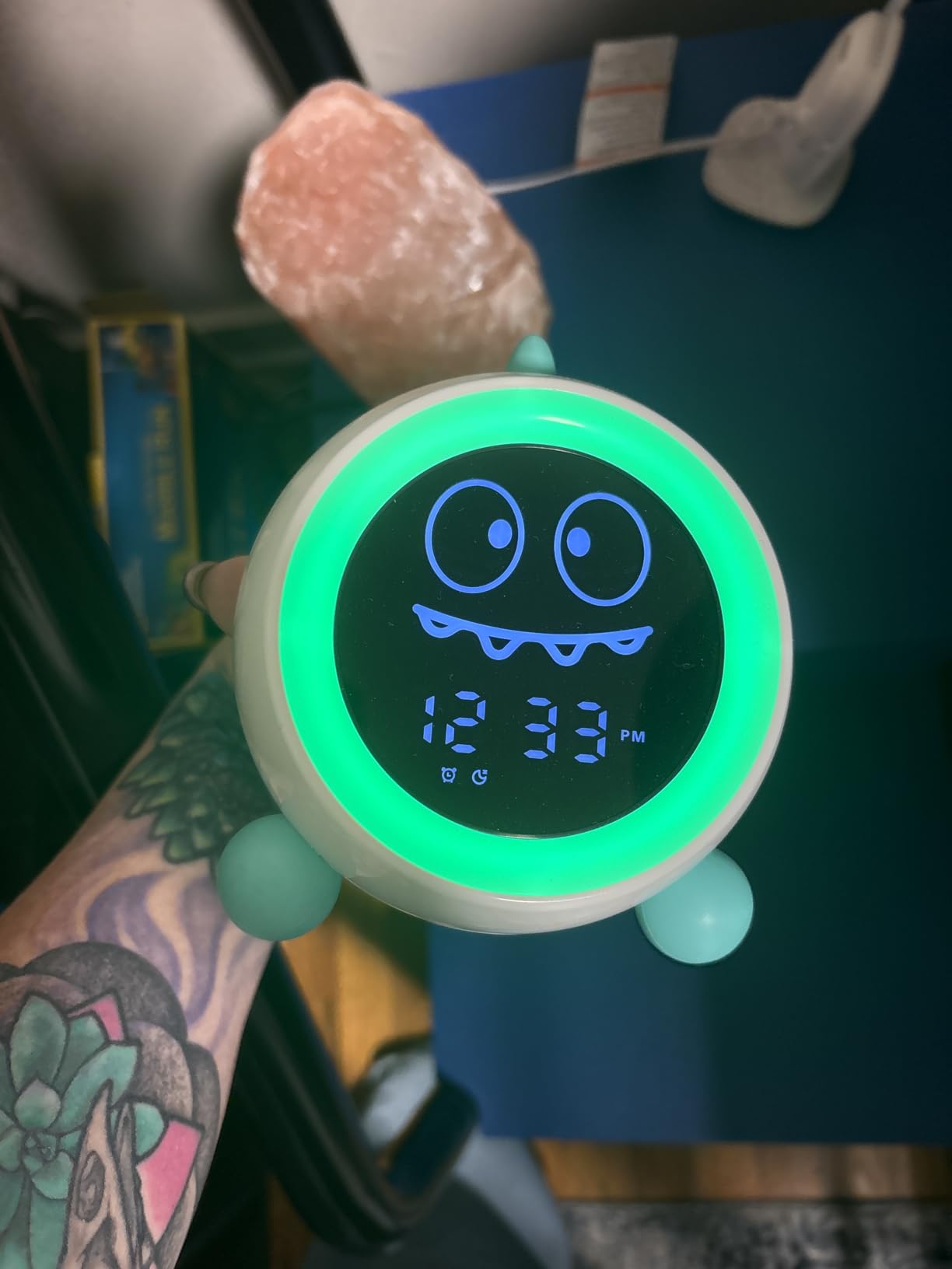 Kids Alarm Clock, Toddler Sleep Training Clock with Night Lights, Sound Machine, Time to Wake Dinosaur Alarm Clock for Children, Gift Ideas for Kids Toddler Boy Girl (Green) customer photo 1