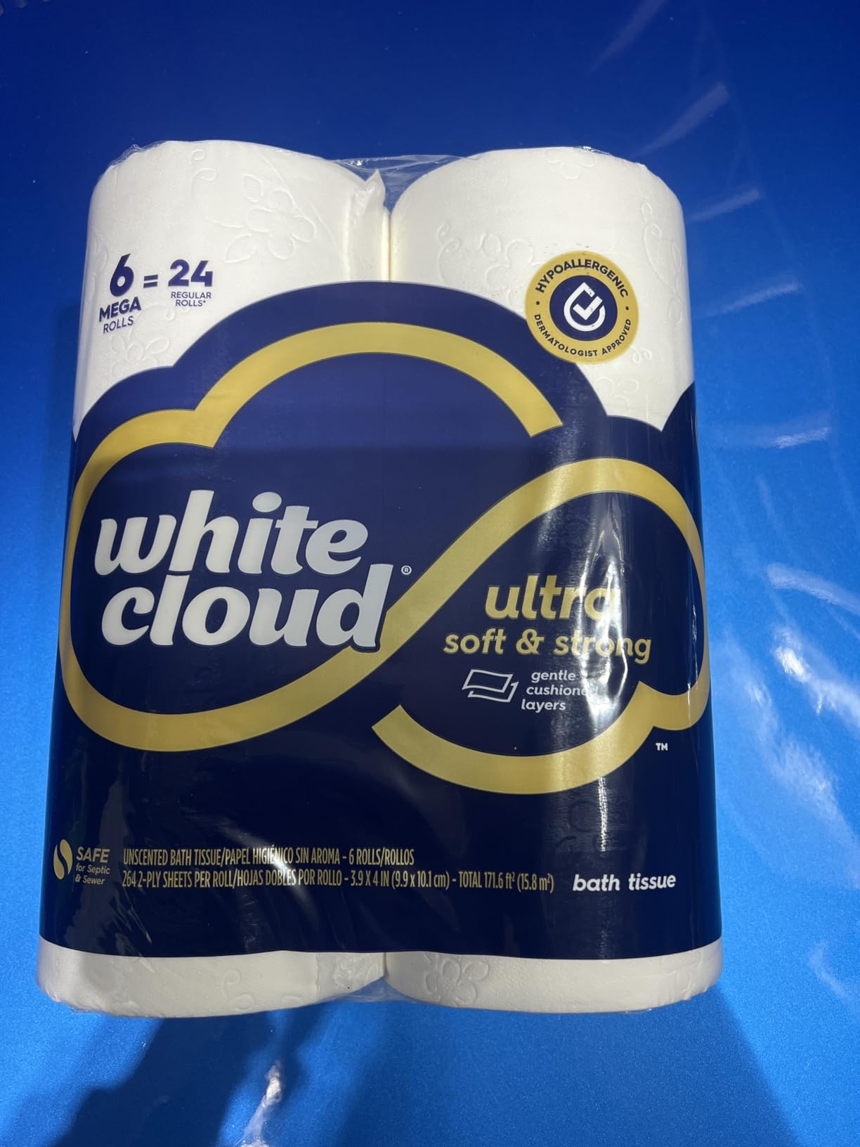 White Cloud Ultra Soft and Strong Bath Tissue, 4 Packs of 6 Mega Rolls | Hypoallergenic, Dermatologist Tested, FSC Certified, Made in USA customer photo 2