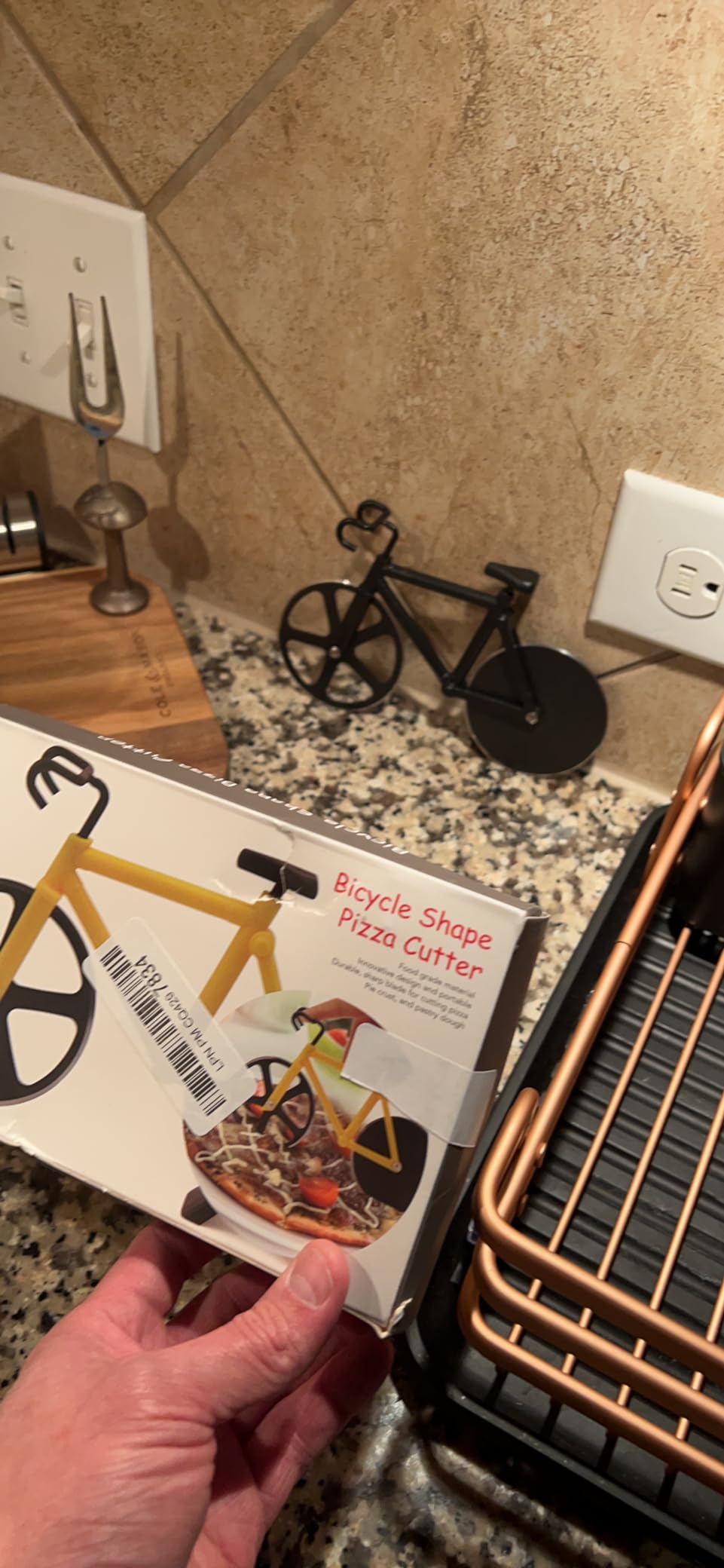 Bicycle Pizza Cutter Wheel - Gifts for Cyclists, Men, Dad, Bike Lovers - Funny Kitchen Gadgets - Cool Father's Day, Christmas, Birthday, White Elephant Gifts - Stainless Steel Pizza Slicer(White) customer photo 1