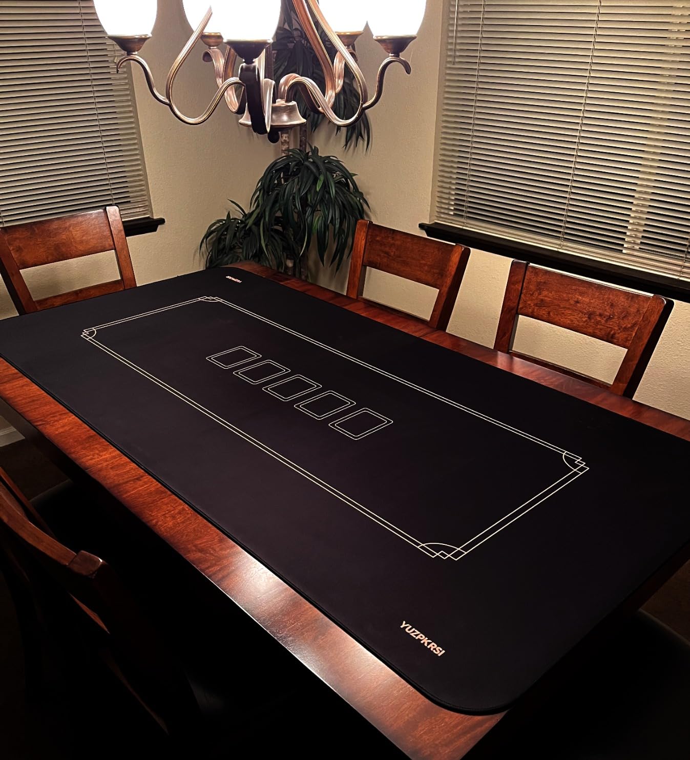 70 x 35 Inch Poker Mat, 8 Players Texas Hold'em Poker Rubber Mat Poker Topper for Tables, Folding Portable Poker Table Top Layout w/Carrying Bag for Poker Games, Blackjack, Casino (70 x 35 Inch-Blue) customer photo 2