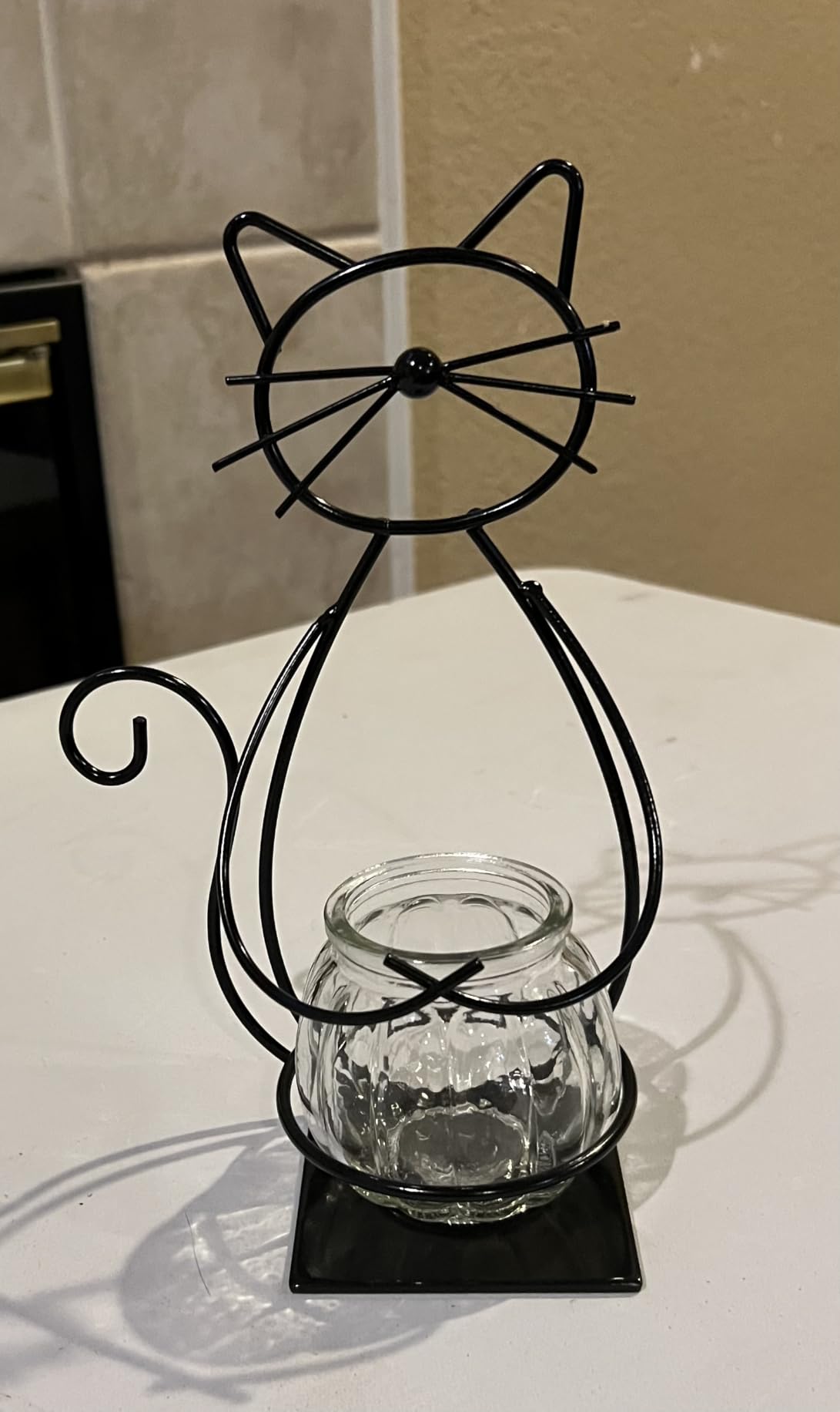 Desktop Cat Planter Propagation Station, Glass Vase Metal Stand | Cute Cat Metal Holder, Thoughtful Gift for Cat Lovers, Hydroponic Vase, Home Office Accent, Great for Small Plants & Cuttings customer photo 2