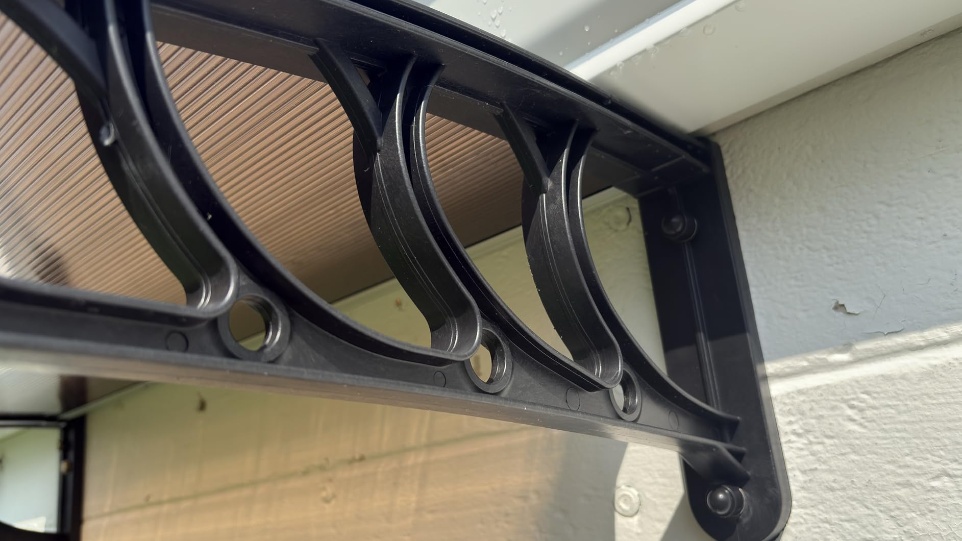 Outvita Window Awnings for Doors Canopy 40''x35.4'', Polycarbonate Cover Front Door Outdoor Patio Awning Canopy UV Rain Snow Sunlight Protection Hollow Sheet, Brown Board & Black Bracket, AL-YP-0338 customer photo 1
