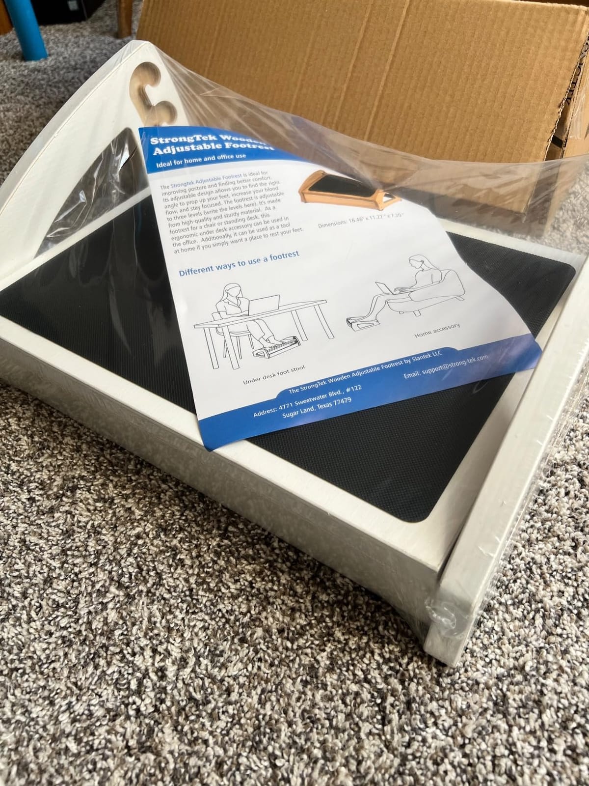 StrongTek Wooden Under Desk Footrest, 3 Heights, 400 lb, Anti-Slip, Natural | Wide Non-Slip Platform, Stable Wooden Frame, Three Height Options, Office, Gaming, Reading and Sofa Leg Support customer photo 1