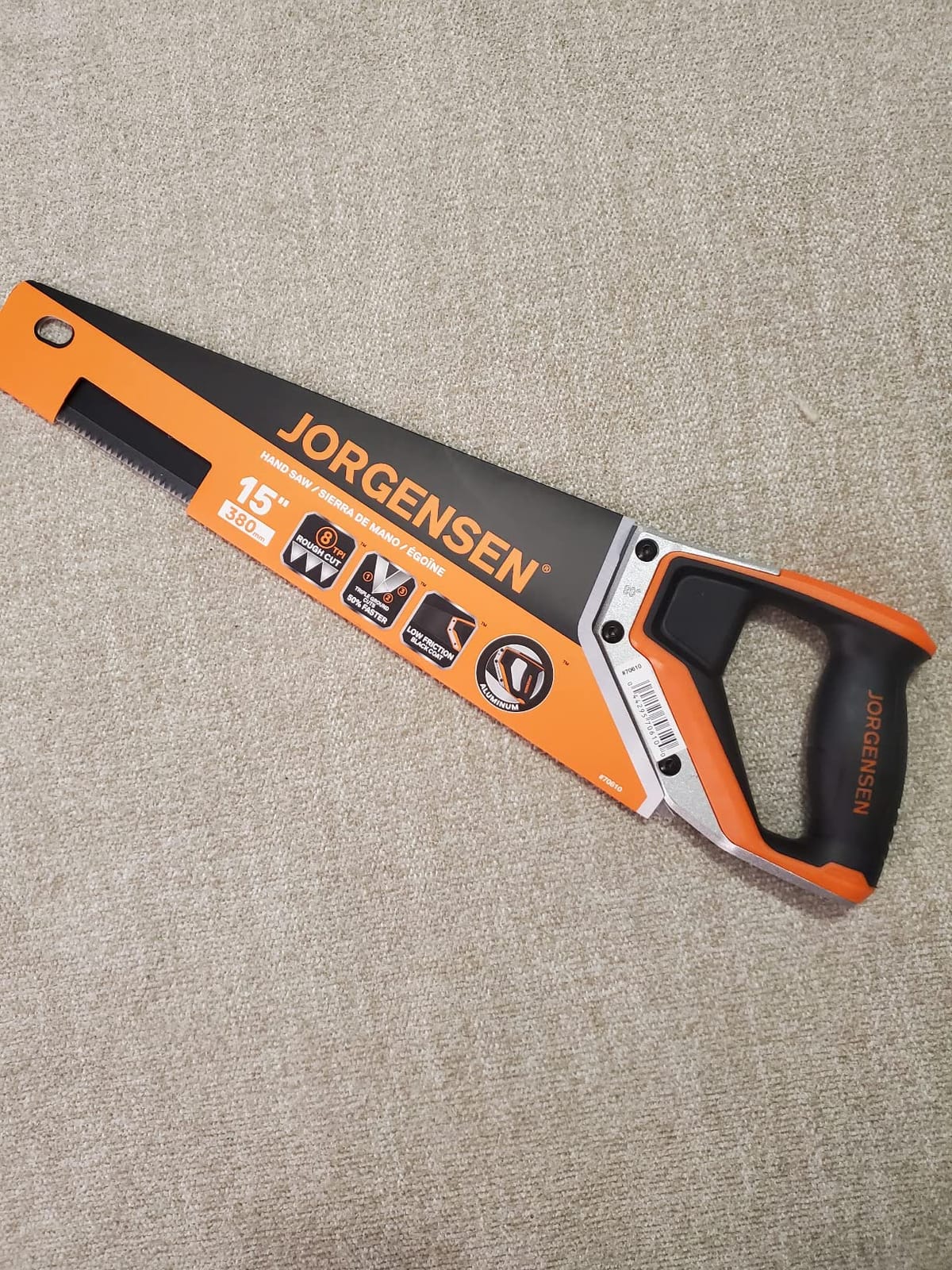 JORGENSEN 15-Inch Hand Saw, 8 TPI Coarse Blade for Wood Cutting | Black-Coated Blade with Ergonomic Non-Slip Aluminum Handle for Sawing, Trimming, Gardening, Pruning, and PVC Cutting customer photo 2