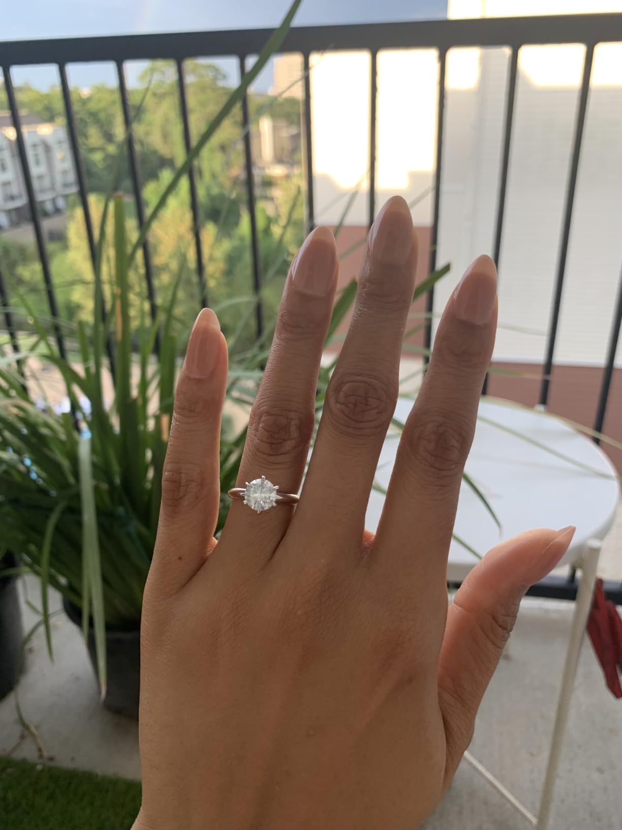 Moissanite Ring, 0.5/1/1.5/2/2.5/3CT Round Brilliant Cut Six Prong Solitaire Gold Plated 925 Sterling Silver Engagement Promise Wedding Rings for Women with Certificate customer photo 2