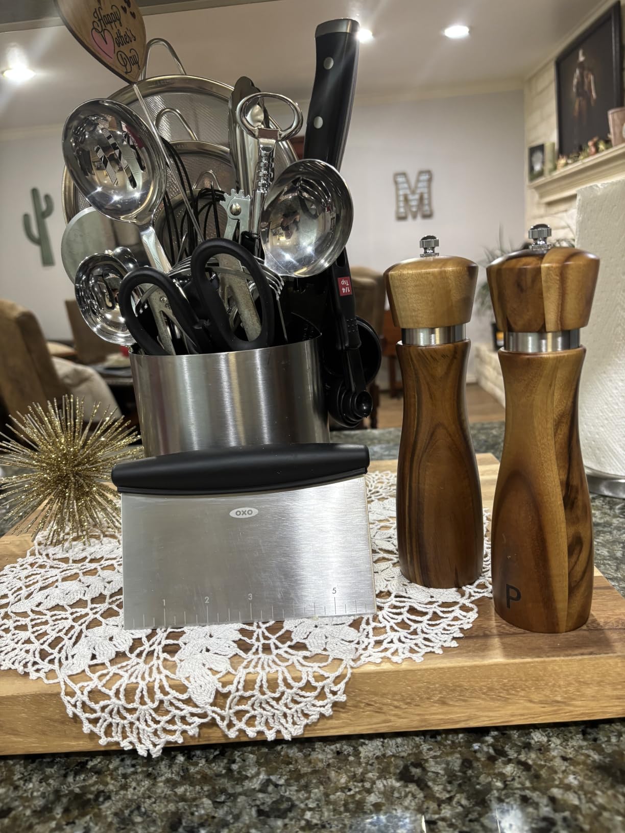 Gennua Kitchen Wooden Salt and Pepper Grinder Set: Refillable Salt & Pepper Mills Adjust for Customized Coarseness, Crafted of Solid Acacia Wood with Ceramic/Stainless Steel Core, 8 Inches Each customer photo 2