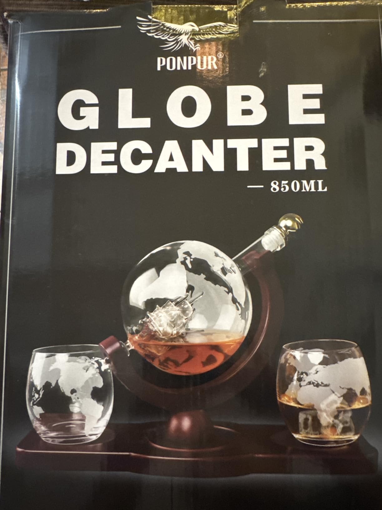 PONPUR Gifts for Men Dad Fathers Day, Whiskey Decanter Globe Set with 2 Ball Stones & 2 Glasses, Anniversary Birthday Gifts for Him Husband Boyfriend Brother, Cool Stuff Gift for Bourbon Scotch customer photo 2