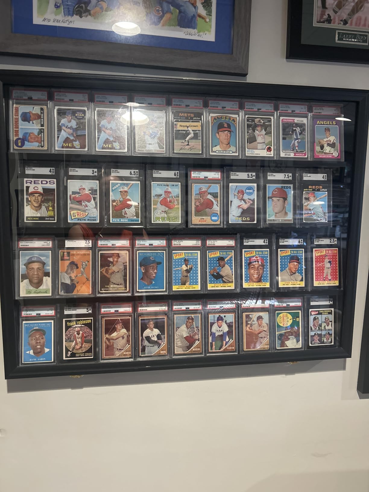 VERANI 35 Baseball Card Display Case - Graded Sports Card Display Frame - Holds Sport Cards with UV Protection Clear View Lockable Wall Cabinet for Football Basketball Hockey Trading Card Large Black customer photo 1