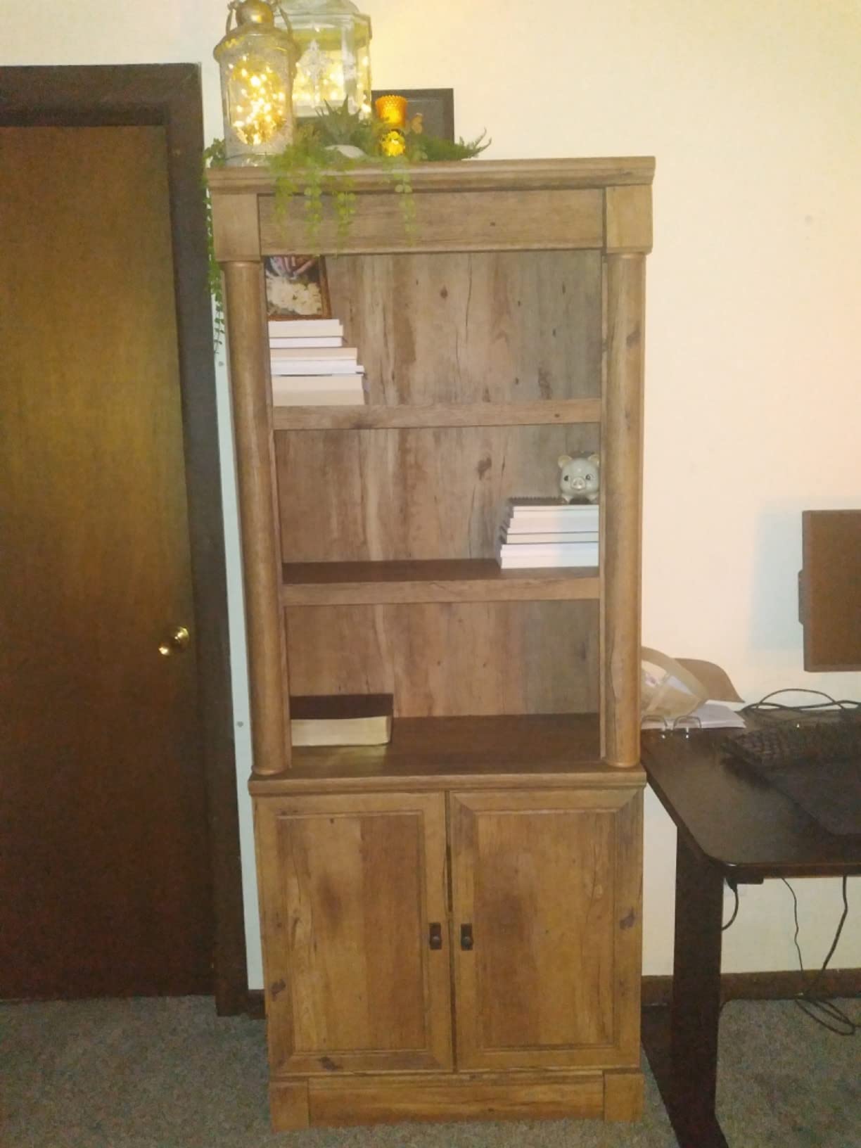 Sauder Palladia Book Shelf, Bookshelf with Storage, Library Bookcase with Doors and Adjustable Shelves, in Glacier Oak Finish customer photo 1