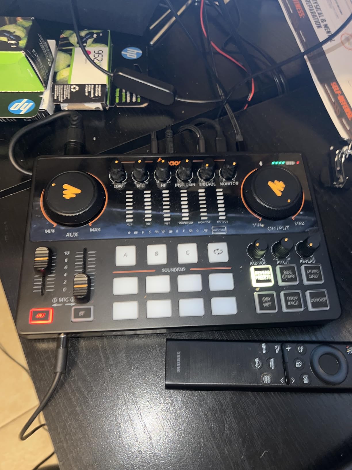MAONO AME2 Audio Interface Mixer, Podcast Studio Console with XLR Input | 48V phantom power, Bluetooth, 11 custom sound pads, podcast recording, YouTube/TikTok live streaming, PC and XLR mic setup customer photo 1